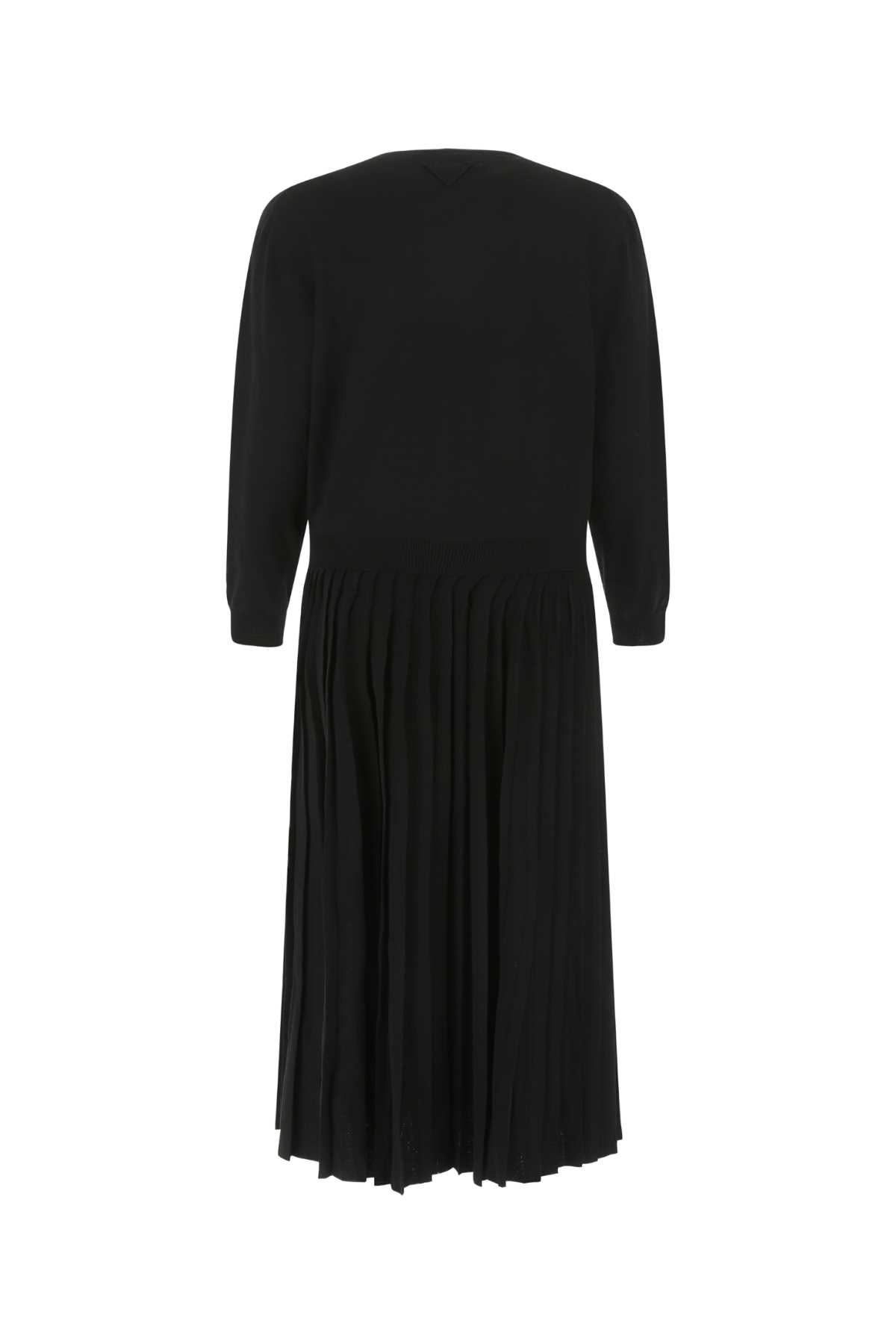 Shop Prada Black Stretch Wool Blend Dress In F0002