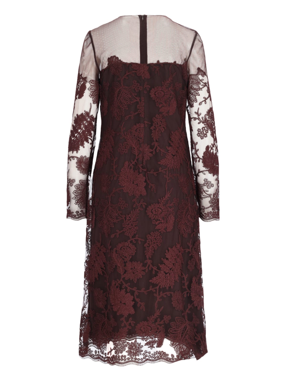 Shop Ermanno Scervino Lace Midi Dress In Red