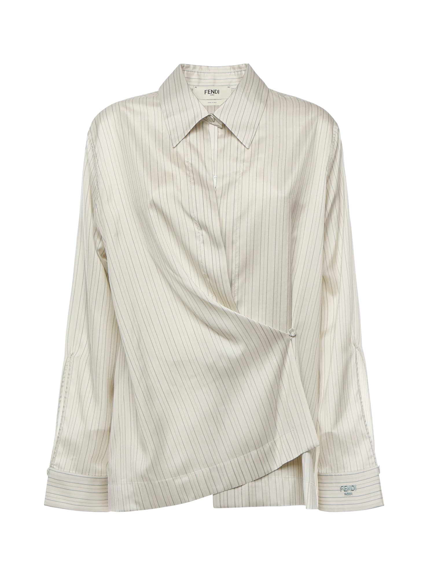 Fendi Striped Draped Shirt In Multi
