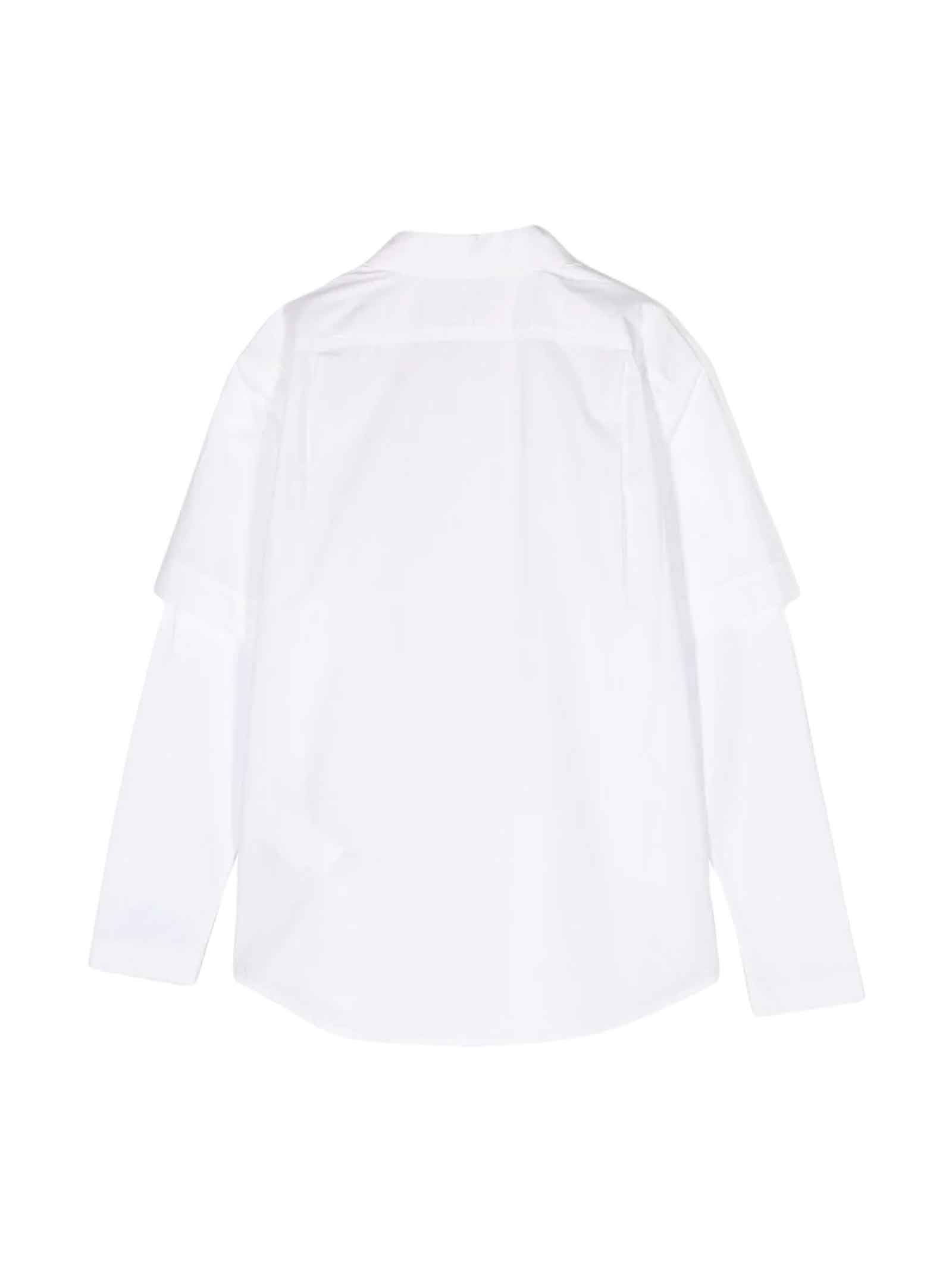 Diesel Kids' White Shirt With Contrasting Knit