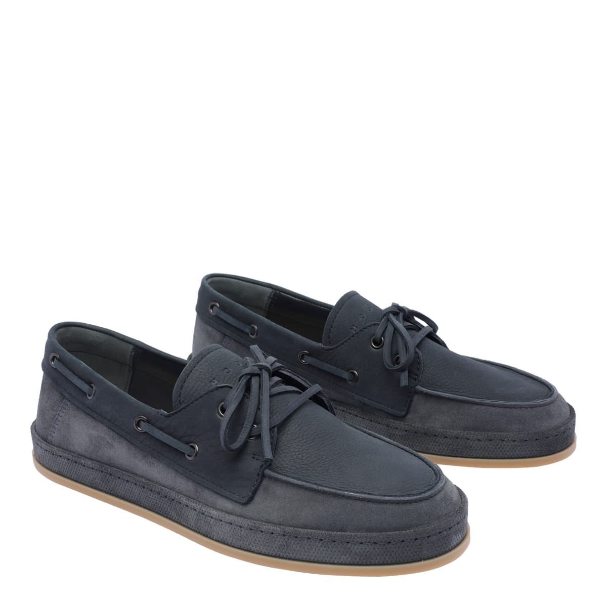 Hogan Leather Boat Moccasin In Blue