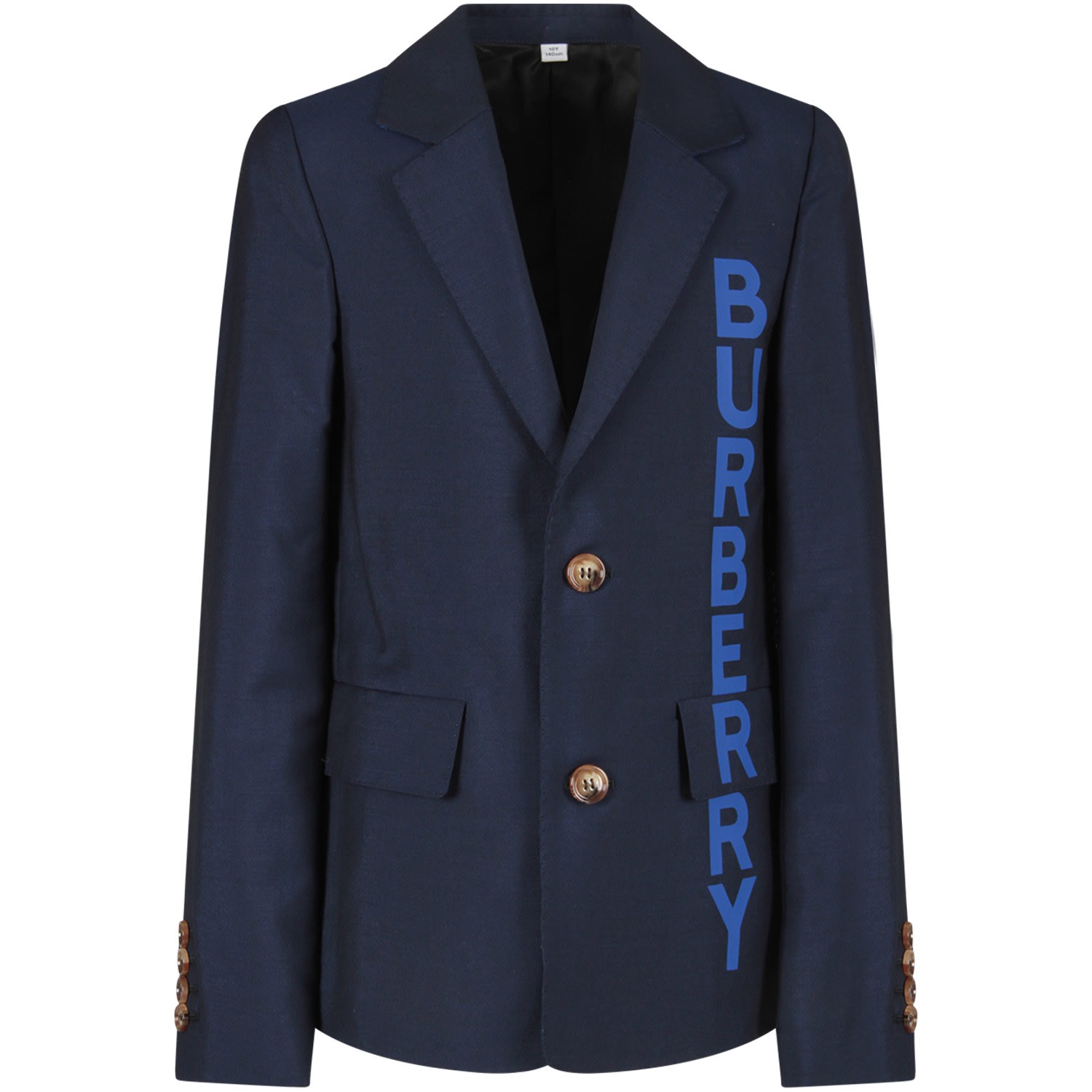 Burberry Kids' Blue Jacket With Logo For Boy