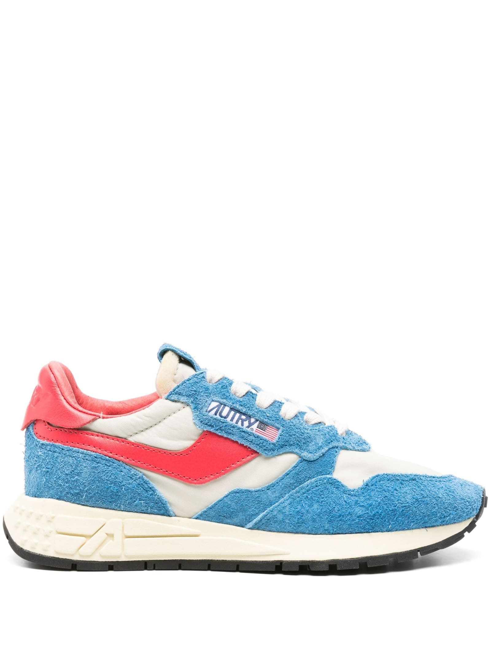 Shop Autry Reelwind Low Sneakers In Blue And Red Nylon And Suede