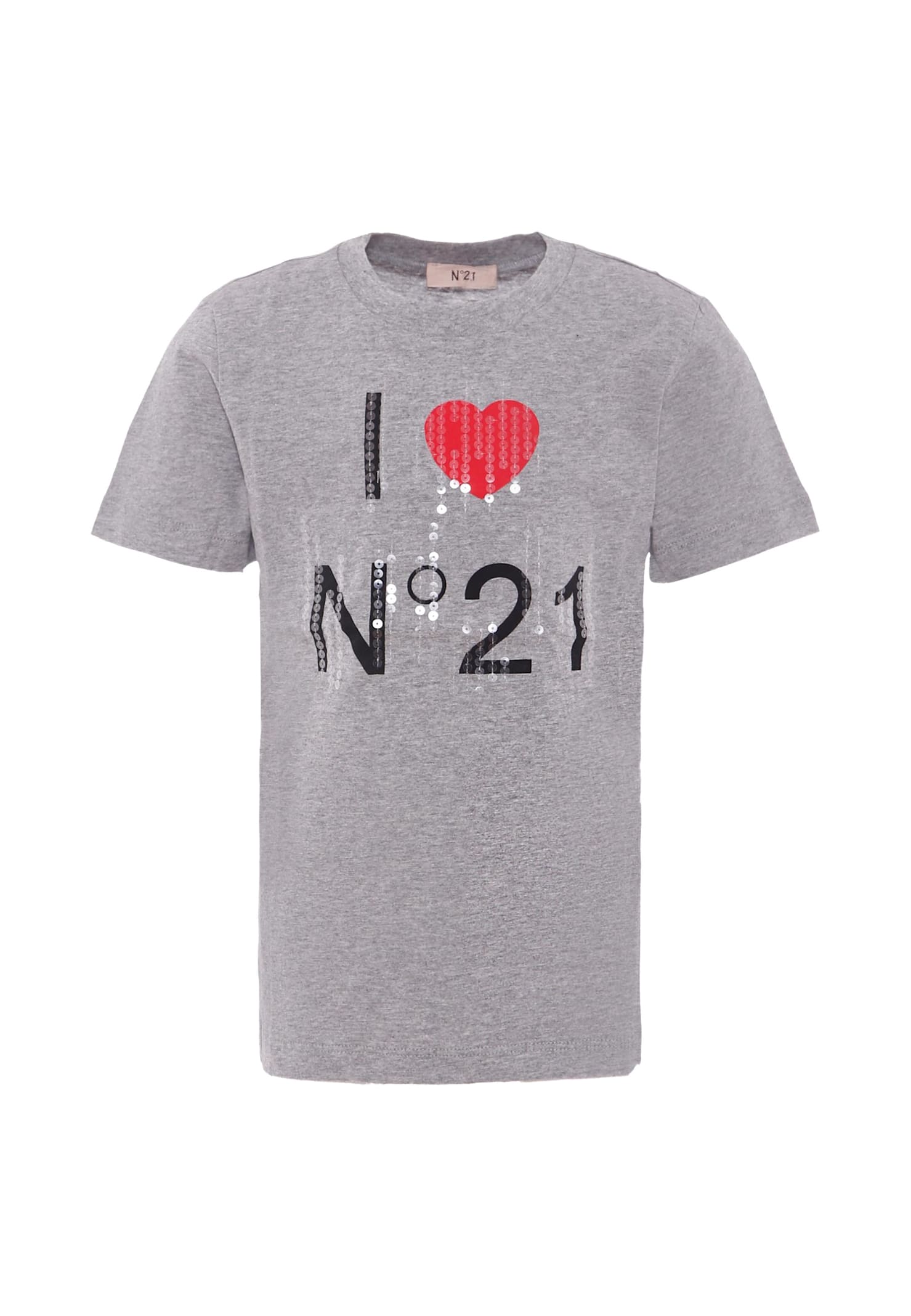 N°21 Kids' Grey T-shirt For Girl With Logo In Gray