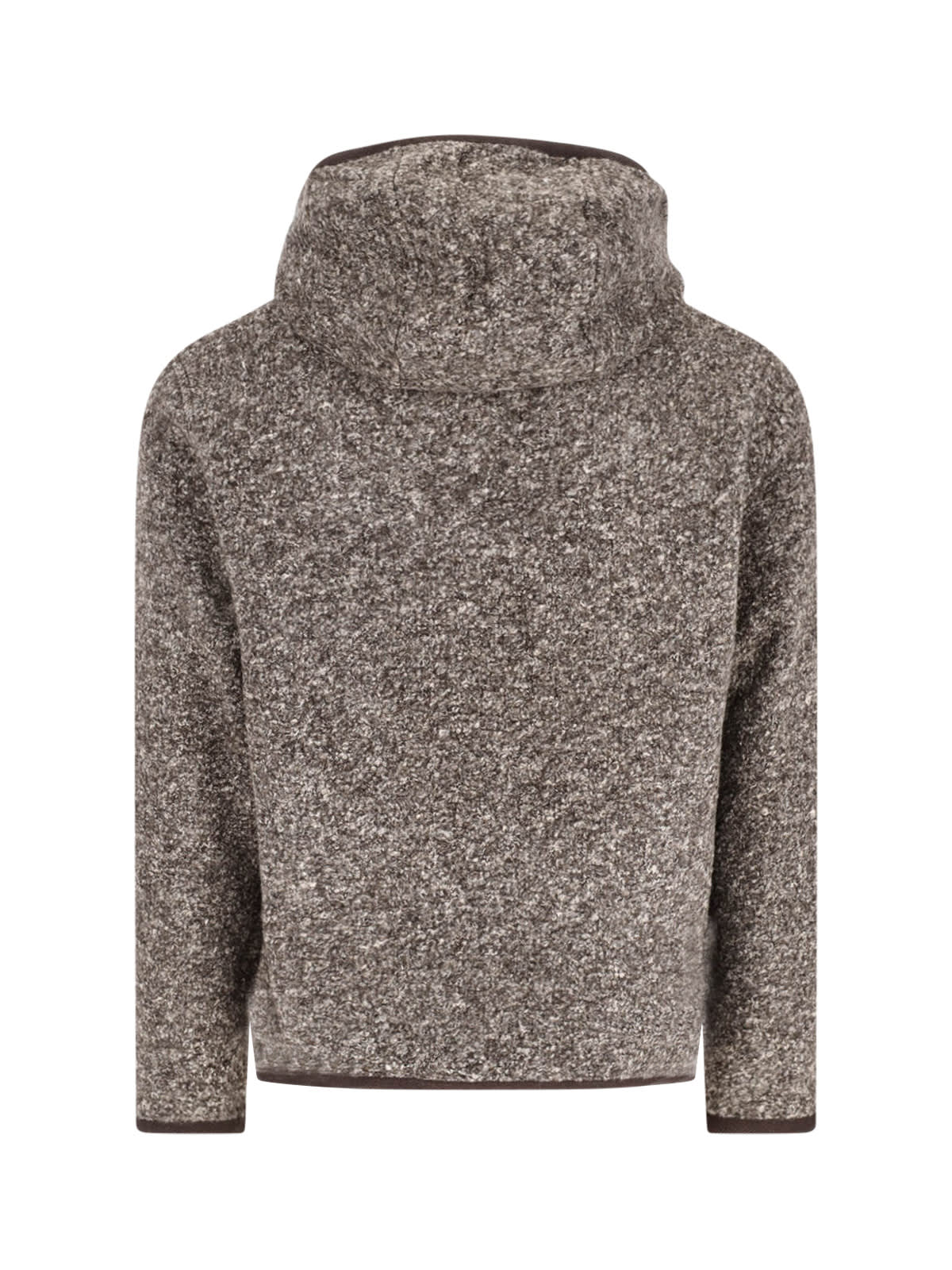 K-way Hooded Long Sleeve Textured Knit Sweater In Brown