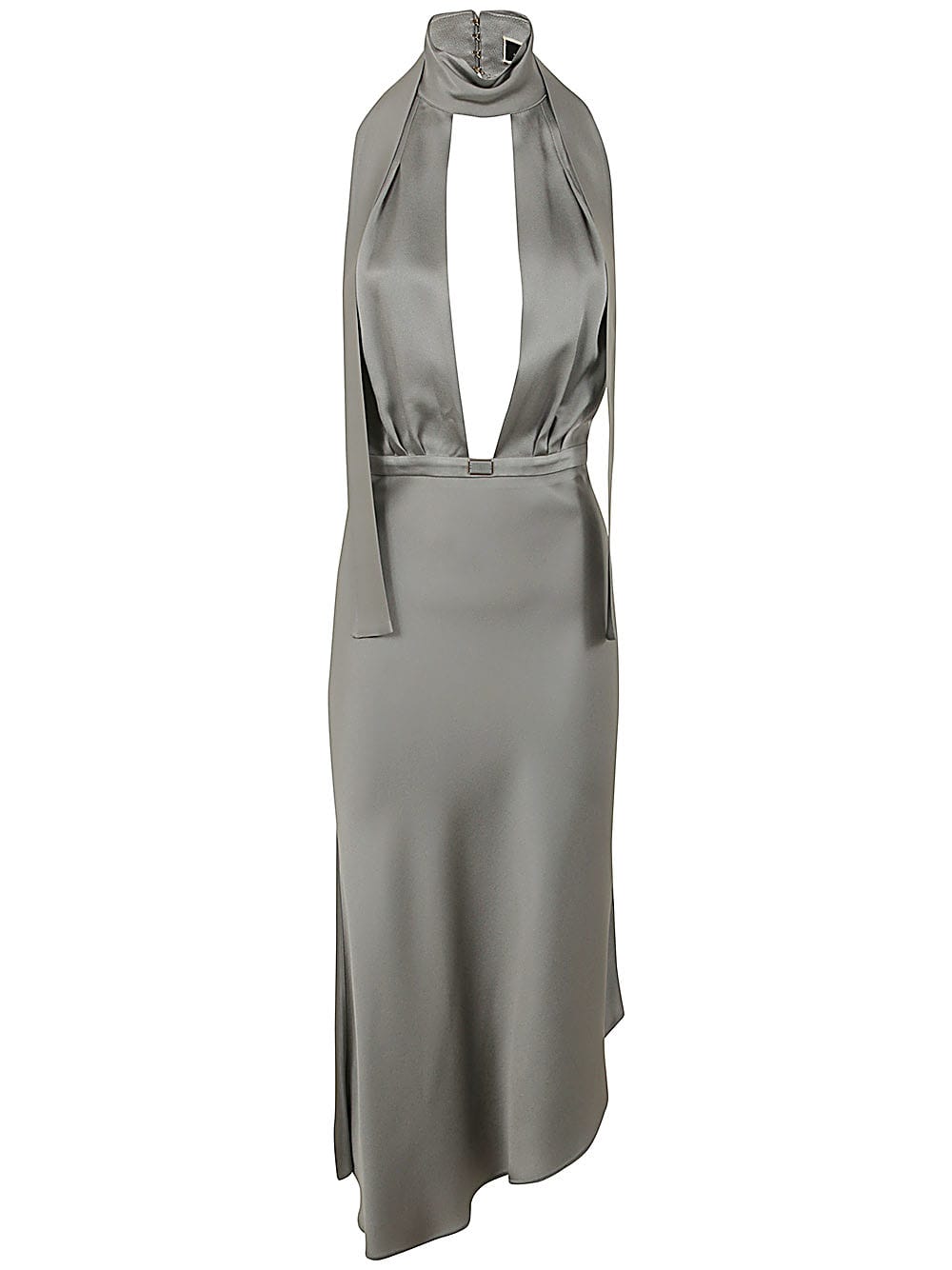 Shop Elisabetta Franchi Satin Dress In Lead