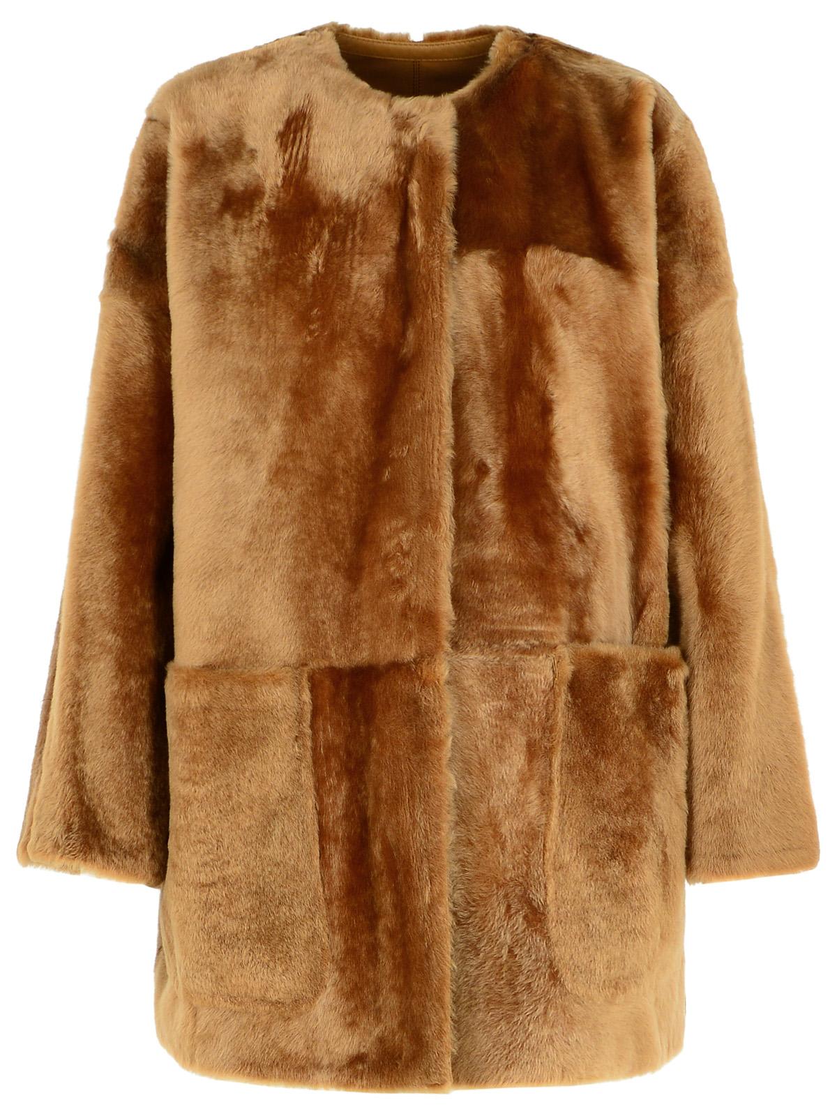 Shop Max Mara Santos Reversible Brown Shearling Sheepskin