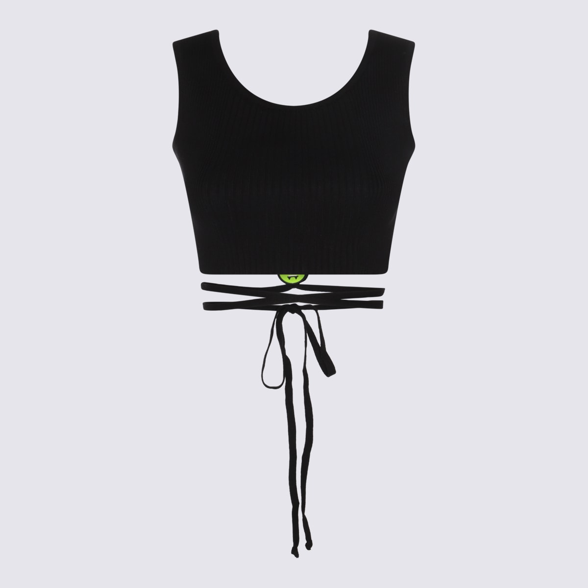 Black Ribbed Crop Top With Back Fastening