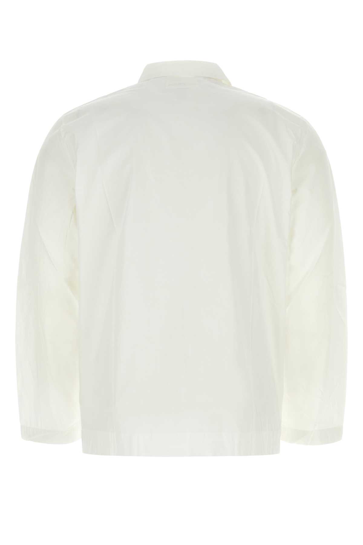 Shop Tekla White Cotton Pyjama Shirt In Alabasterwhite