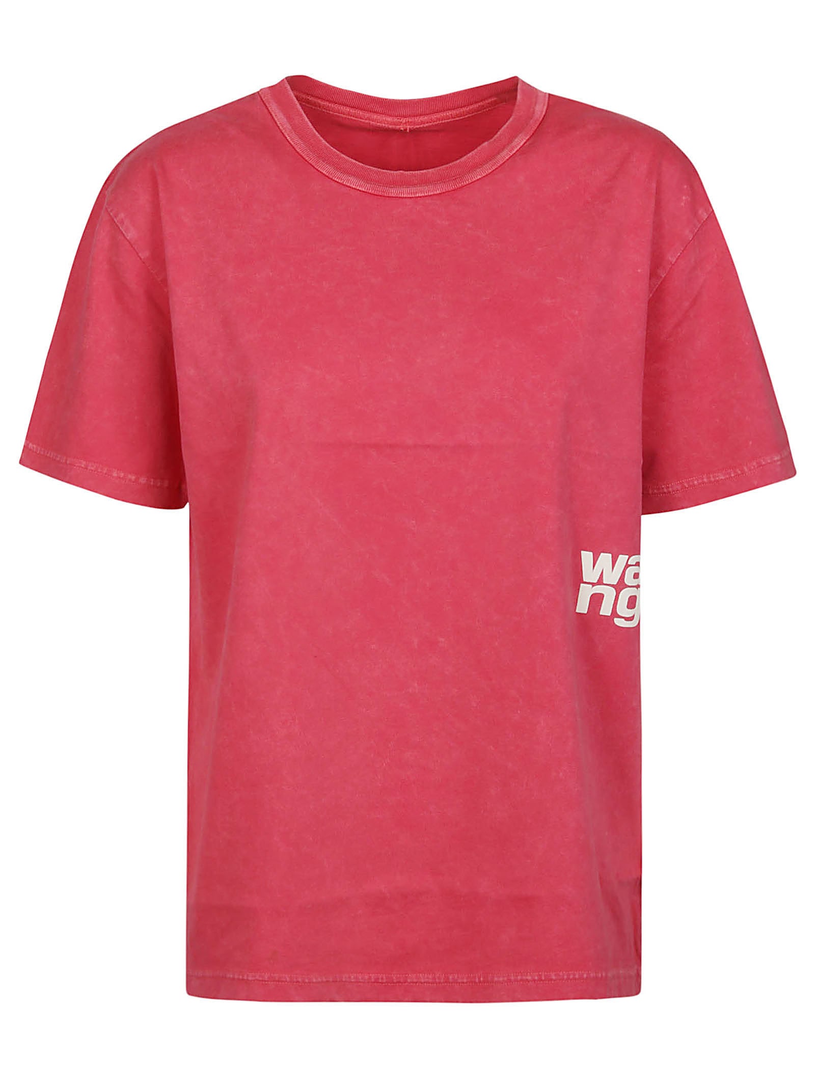 Shop Alexander Wang T Puff Logo Bound Neck Essential T-shirt In A Soft Cherry