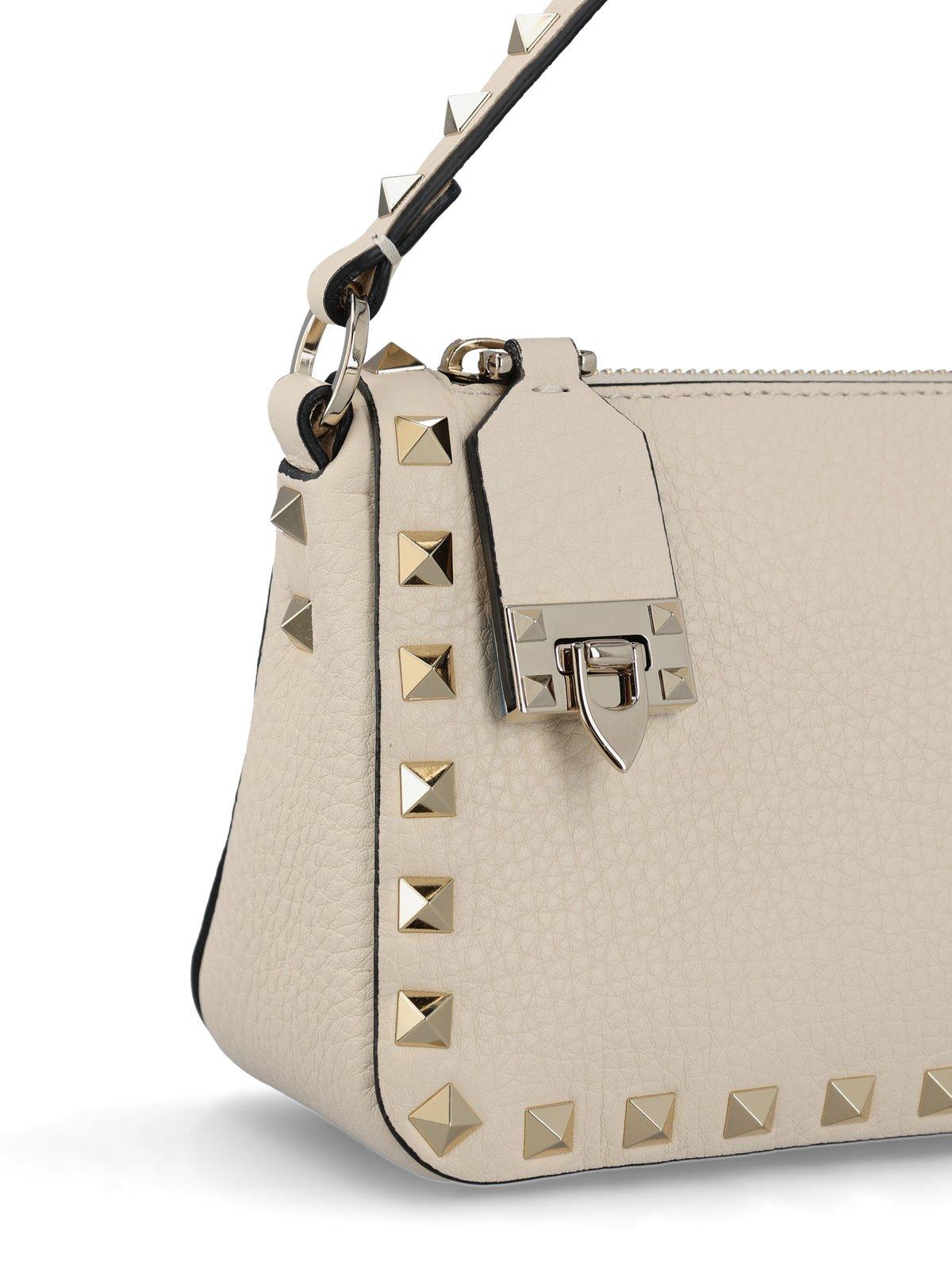 Shop Valentino Garavani Rockstud Zip-up Tote Bag In White