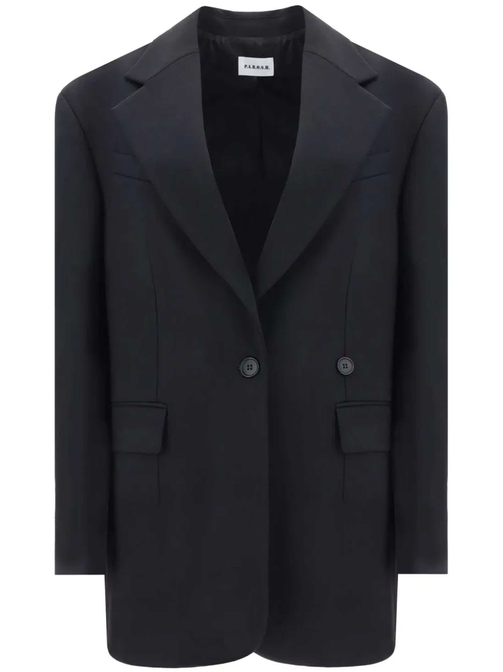 Shop P.a.r.o.s.h Black Virgin Wool Blazer