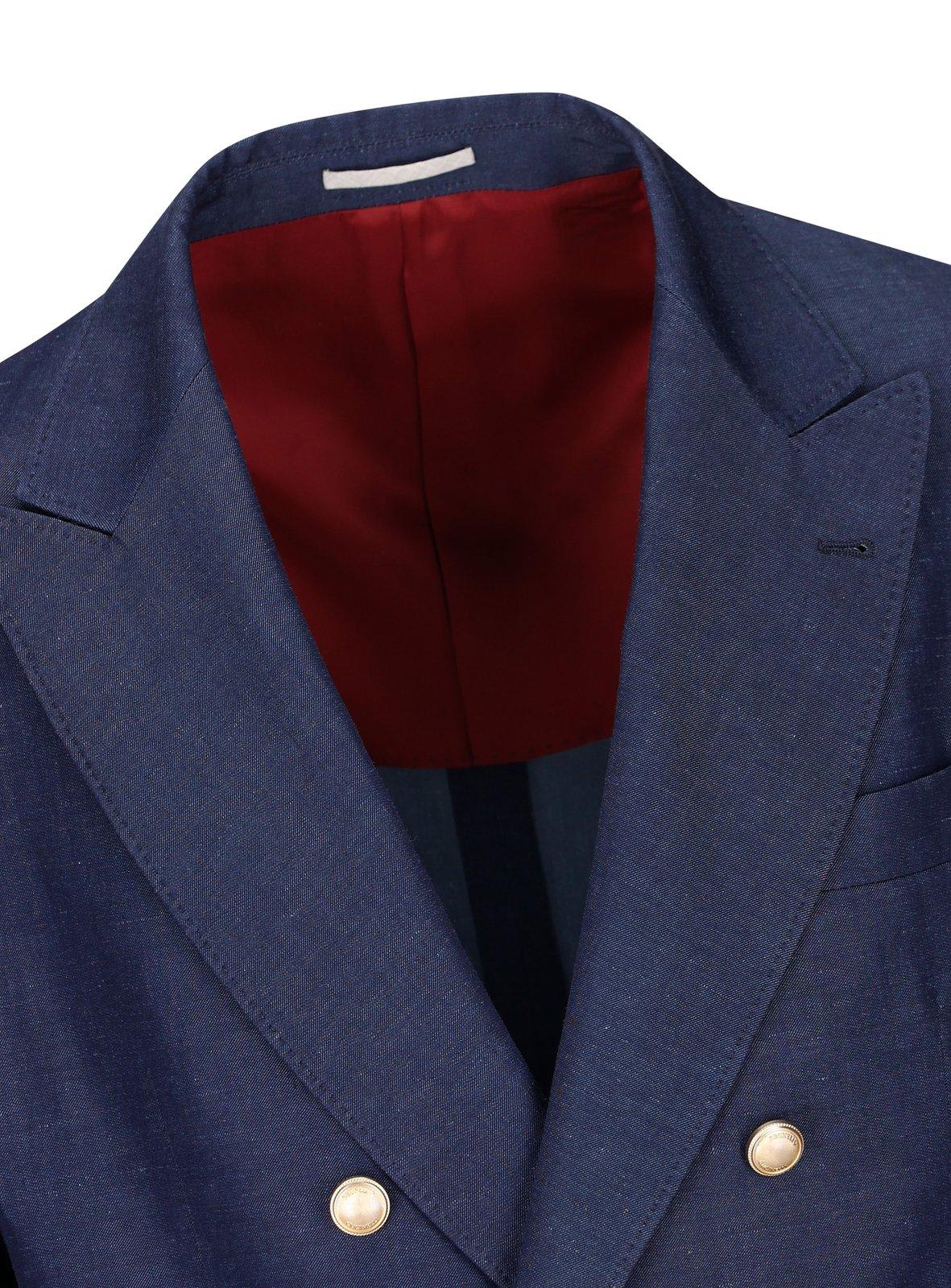 Shop Brunello Cucinelli Double-breasted Suit In Denim