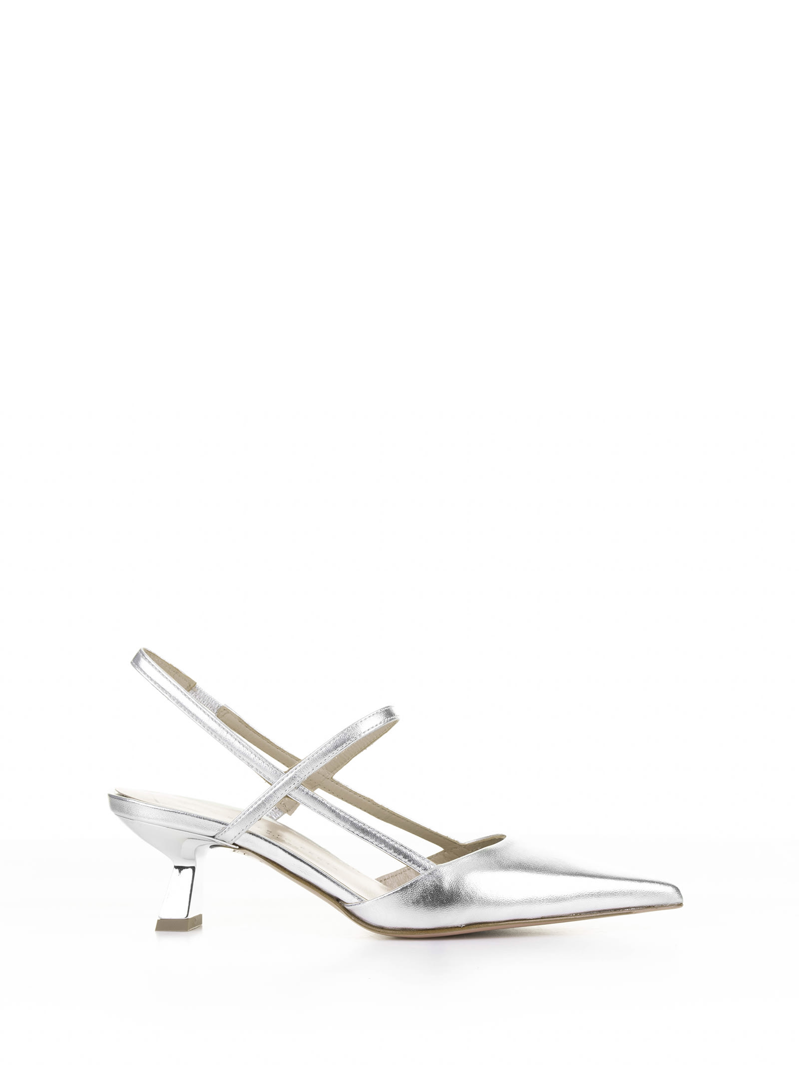 Chanel Slingback In Silver Luxor With Strap