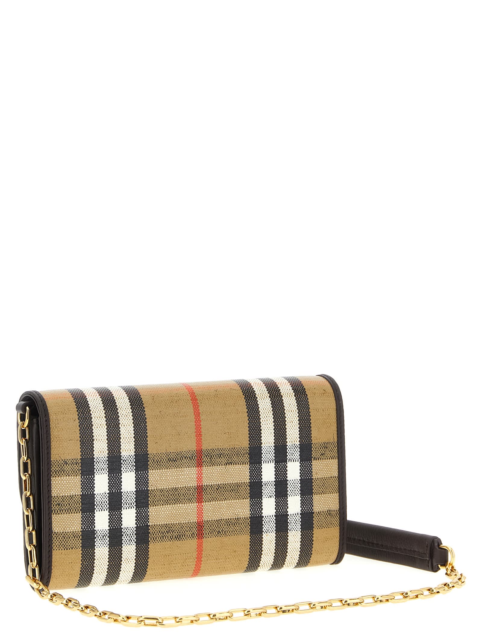 Burberry Highlands Wallet On Chain In Brown