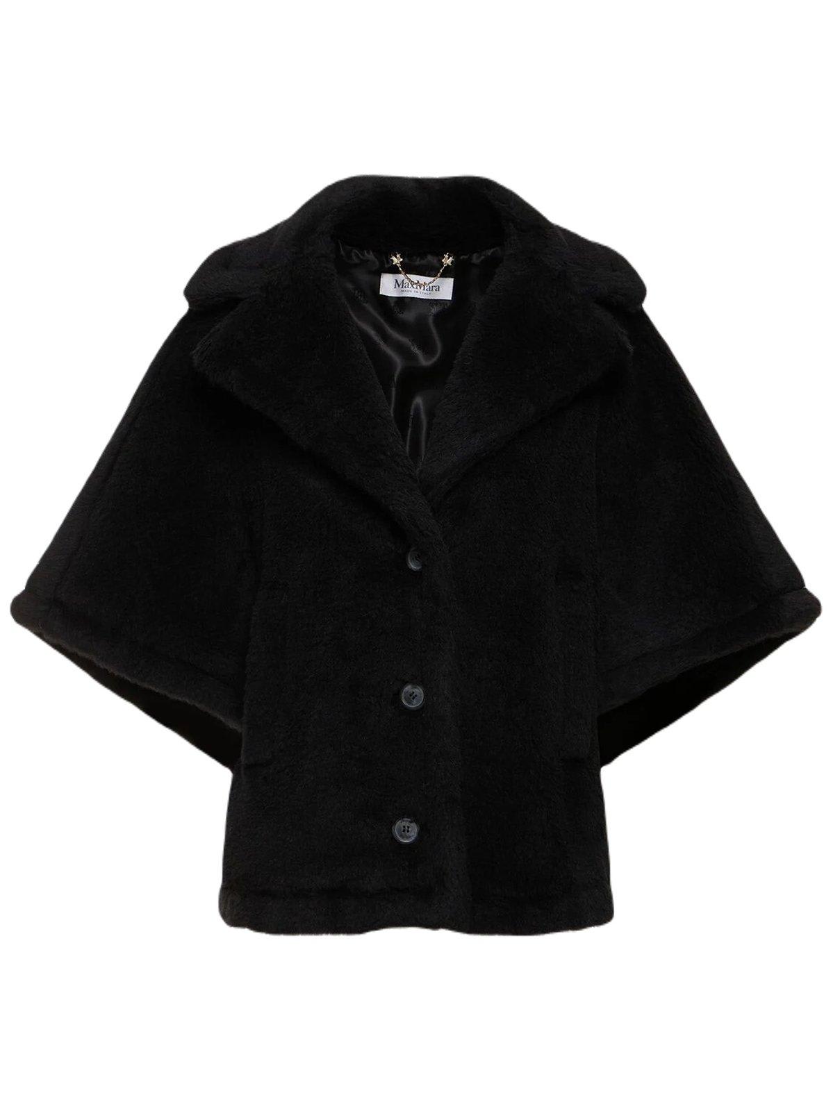 Shop Max Mara Single-breasted Teddy Coat In Black