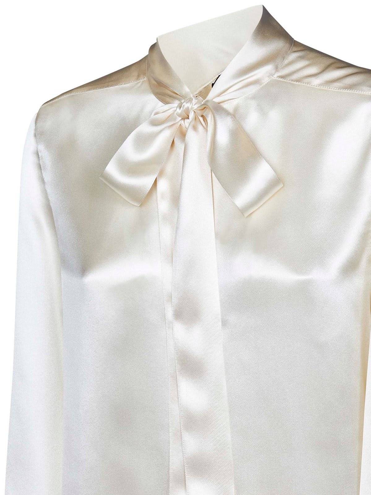 Shop Tom Ford Fluid Charmeuse Lavalliere Shirt In Neutrals