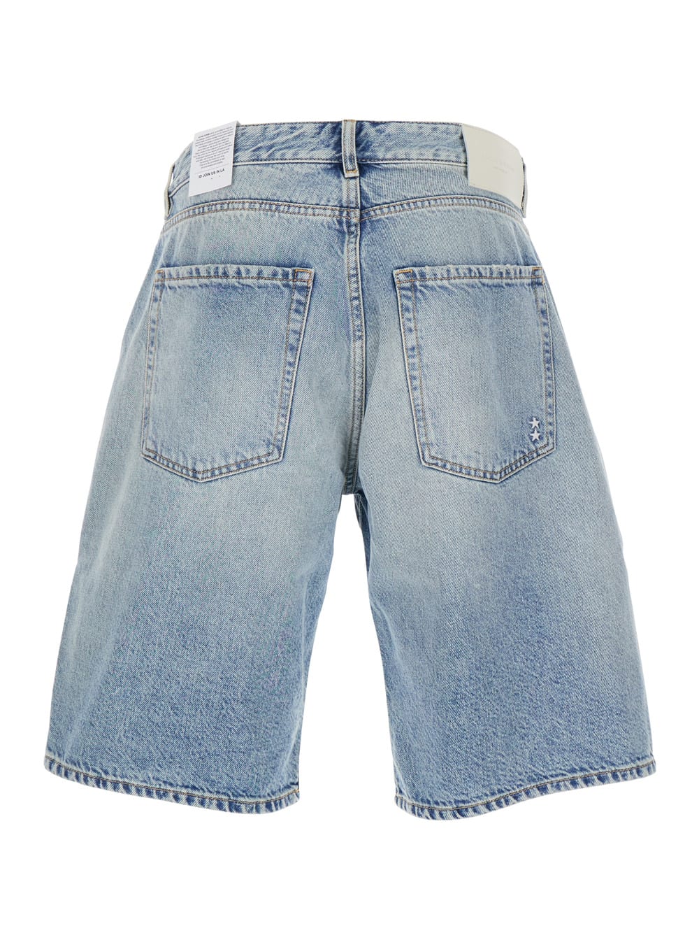 Icon Denim Light Blue Bermuda Pants With Wide Leg And Logo Patch On The Rear In Light Blue