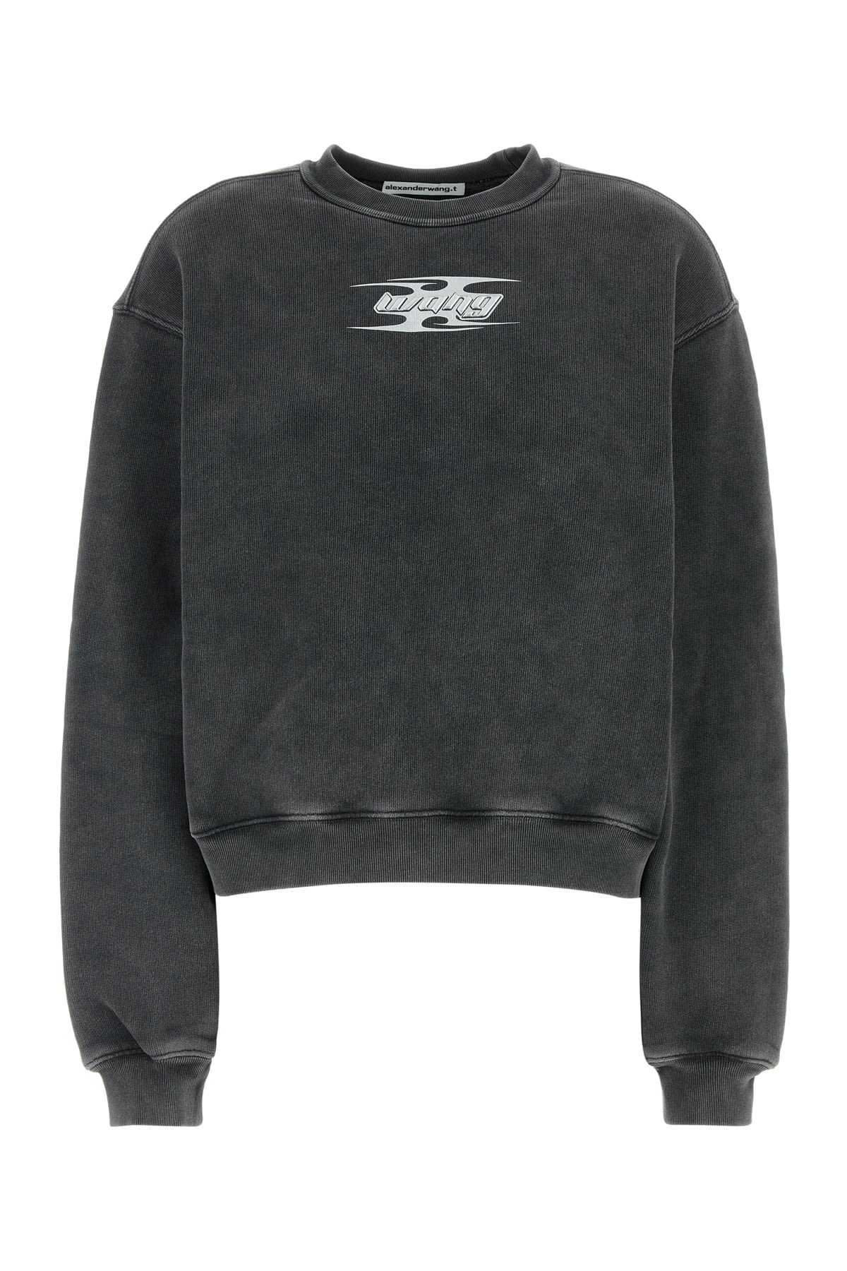 Shop Alexander Wang T Crewneck Sweatshirt With Blade Logo In Washedcedar