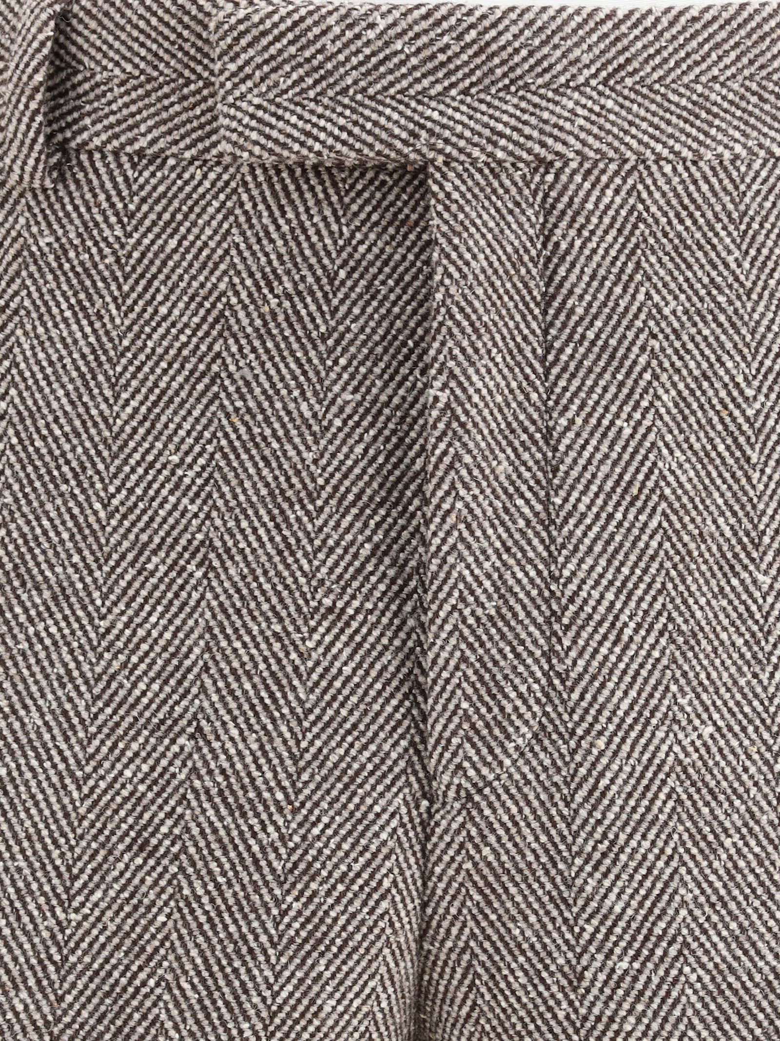 Ferragamo Men Wide Chevron Pants In Gray