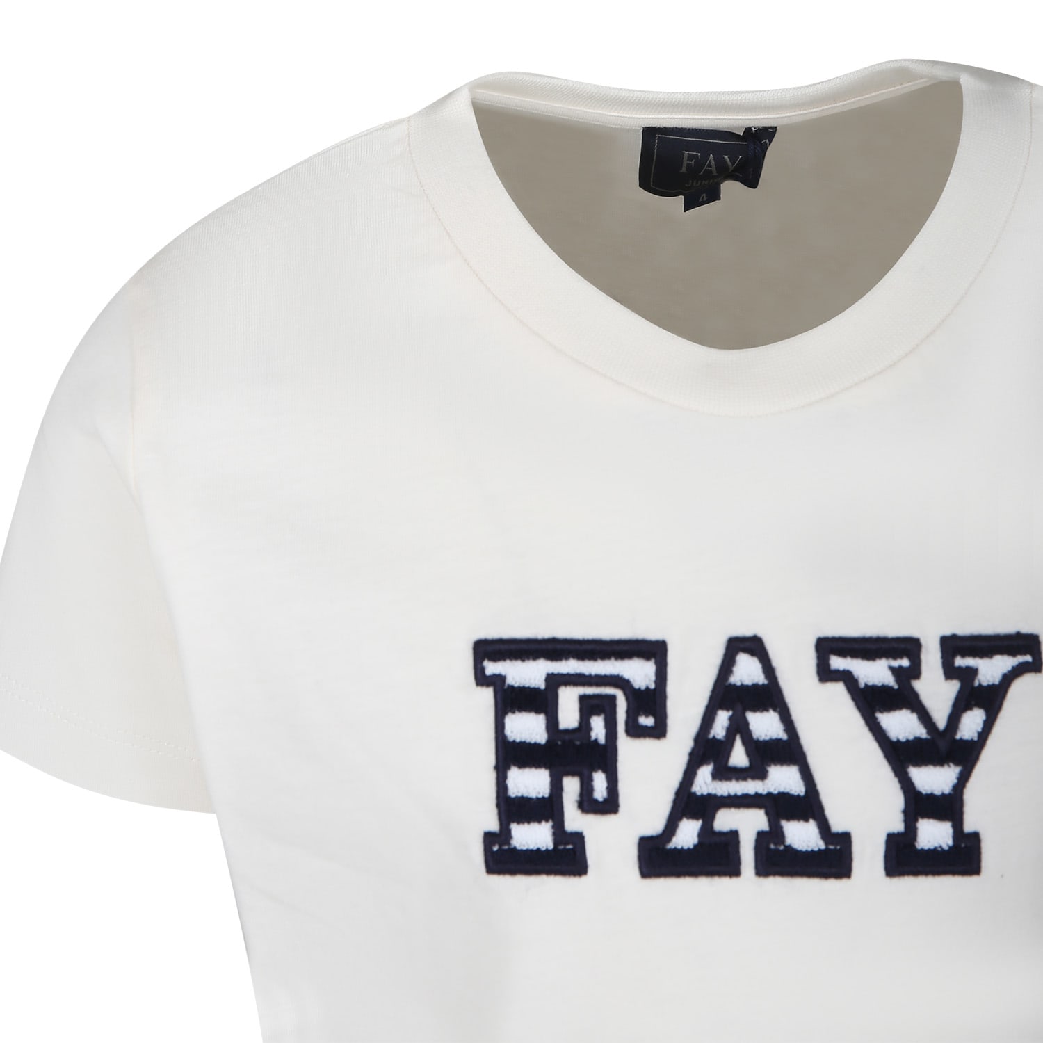 Shop Fay Ivory T-shirt For Boy With Logo
