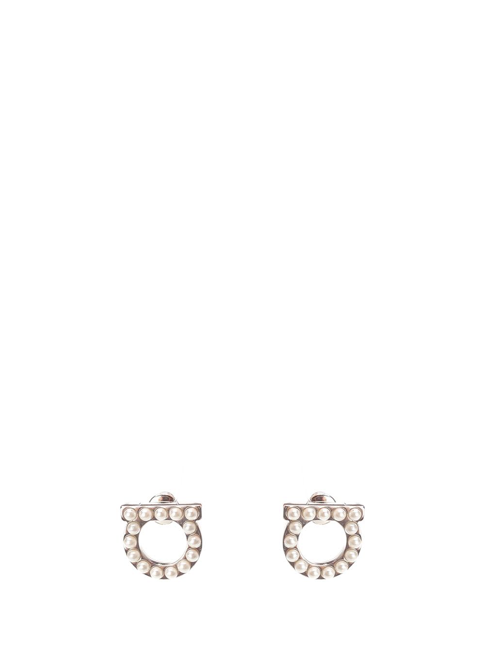 Gancini Earrings With Pearls