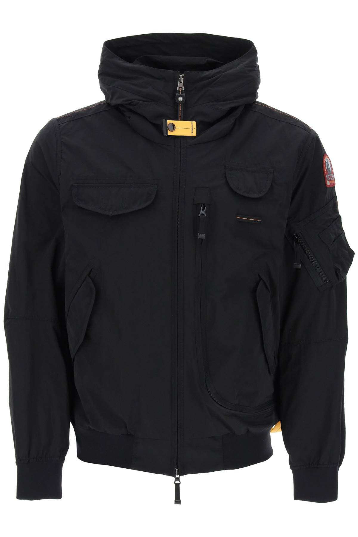 Shop Parajumpers Gobi Hooded Bomber Jacket In Black (black)
