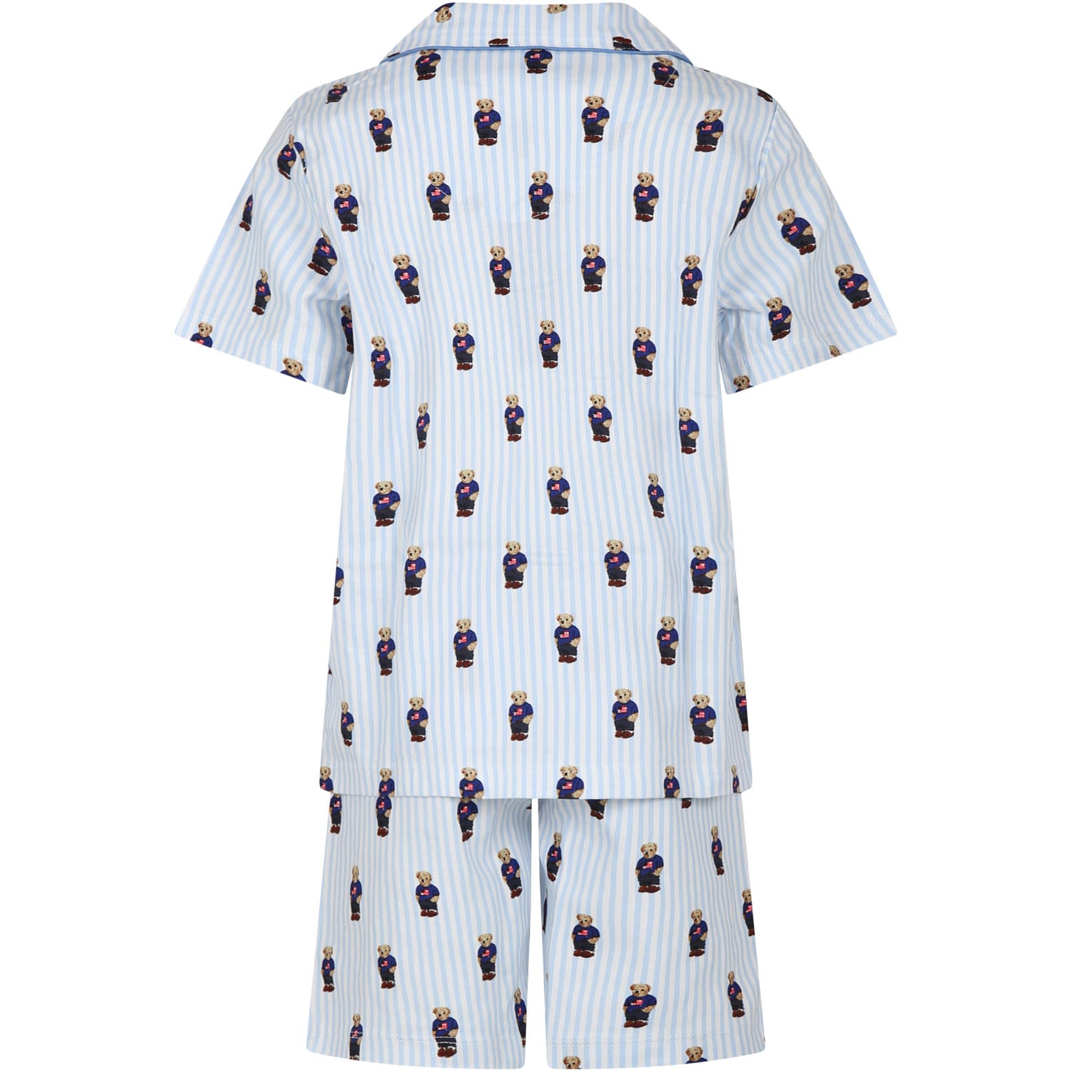 Shop Ralph Lauren Light Blue Cotton Pajamas For Boy With Bears