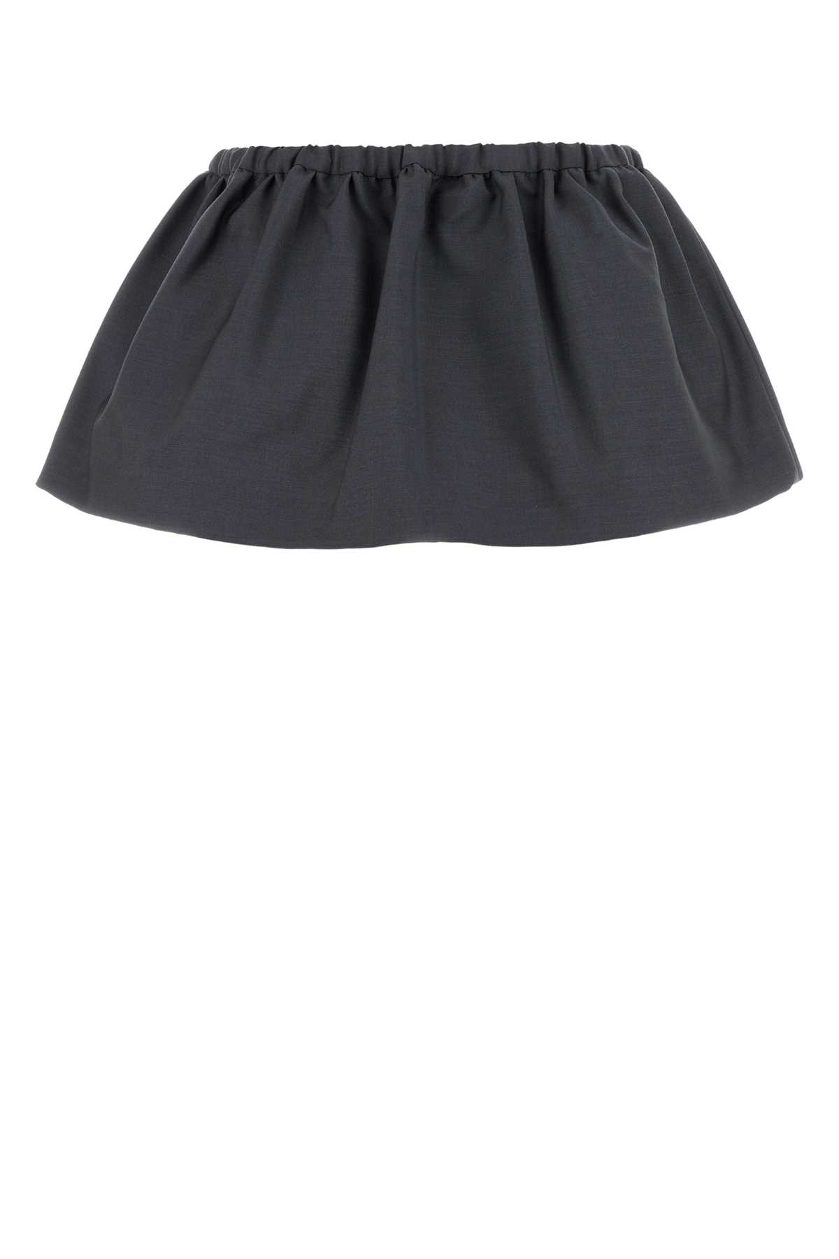 Miu Miu Mini Skirt Mohair Blend Drawstring Elastic Waistband Button In Black