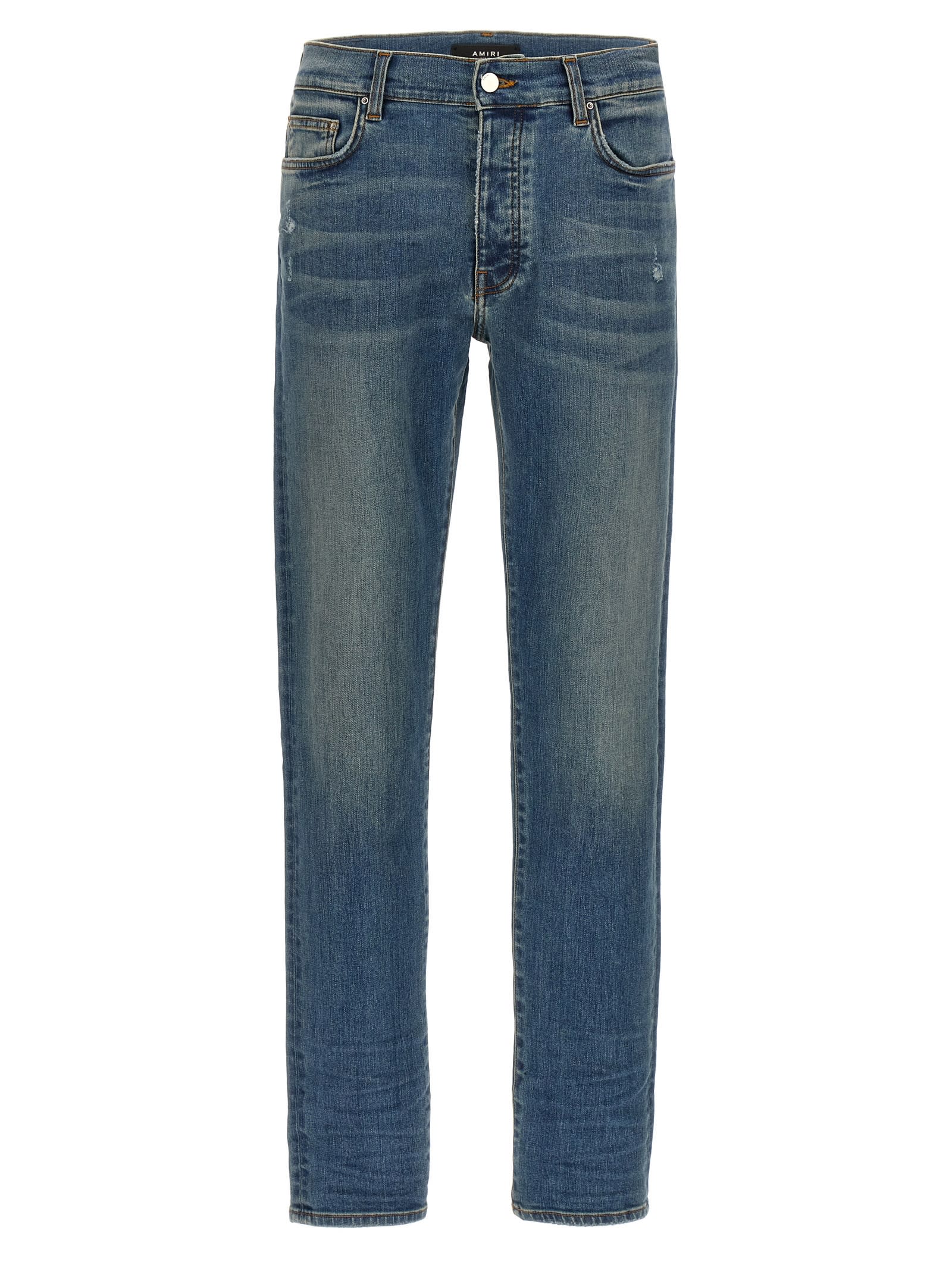 Shop Amiri Stack Jeans In Light Blue