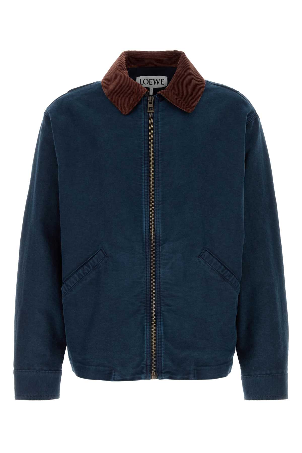 Blue Cotton Oversize Jacket