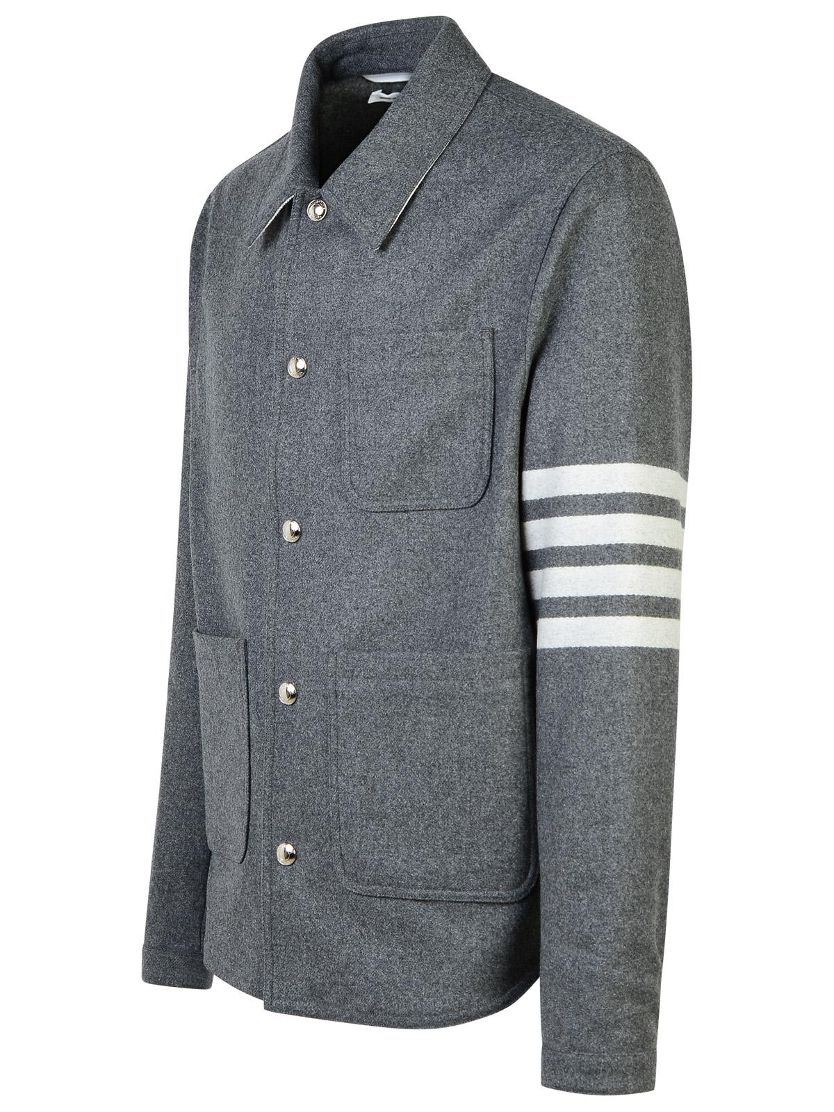 Shop Thom Browne 4 Bar Grey Wool Blend Jacket