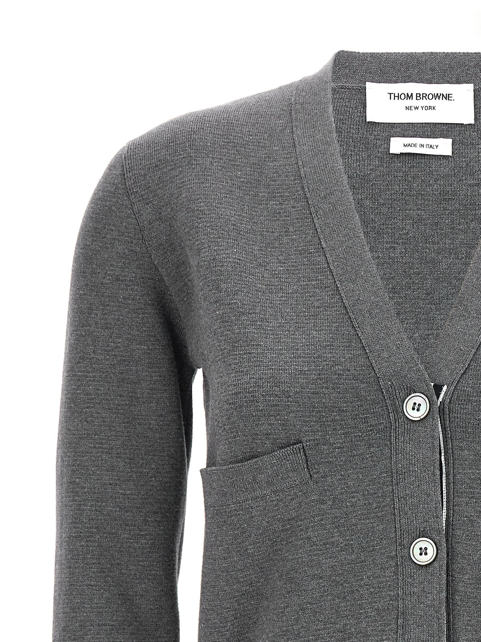 Shop Thom Browne Milano Classic Cardigan In Gray