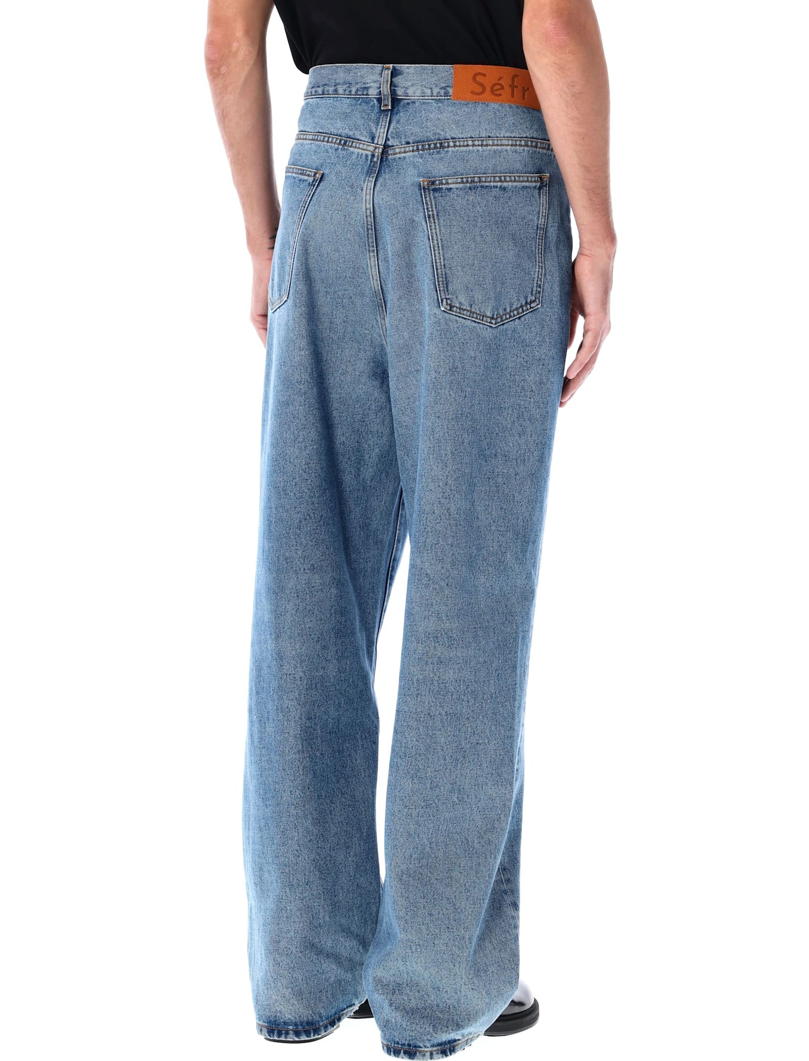 Shop Séfr Disco Cut Jeans In Country Blue