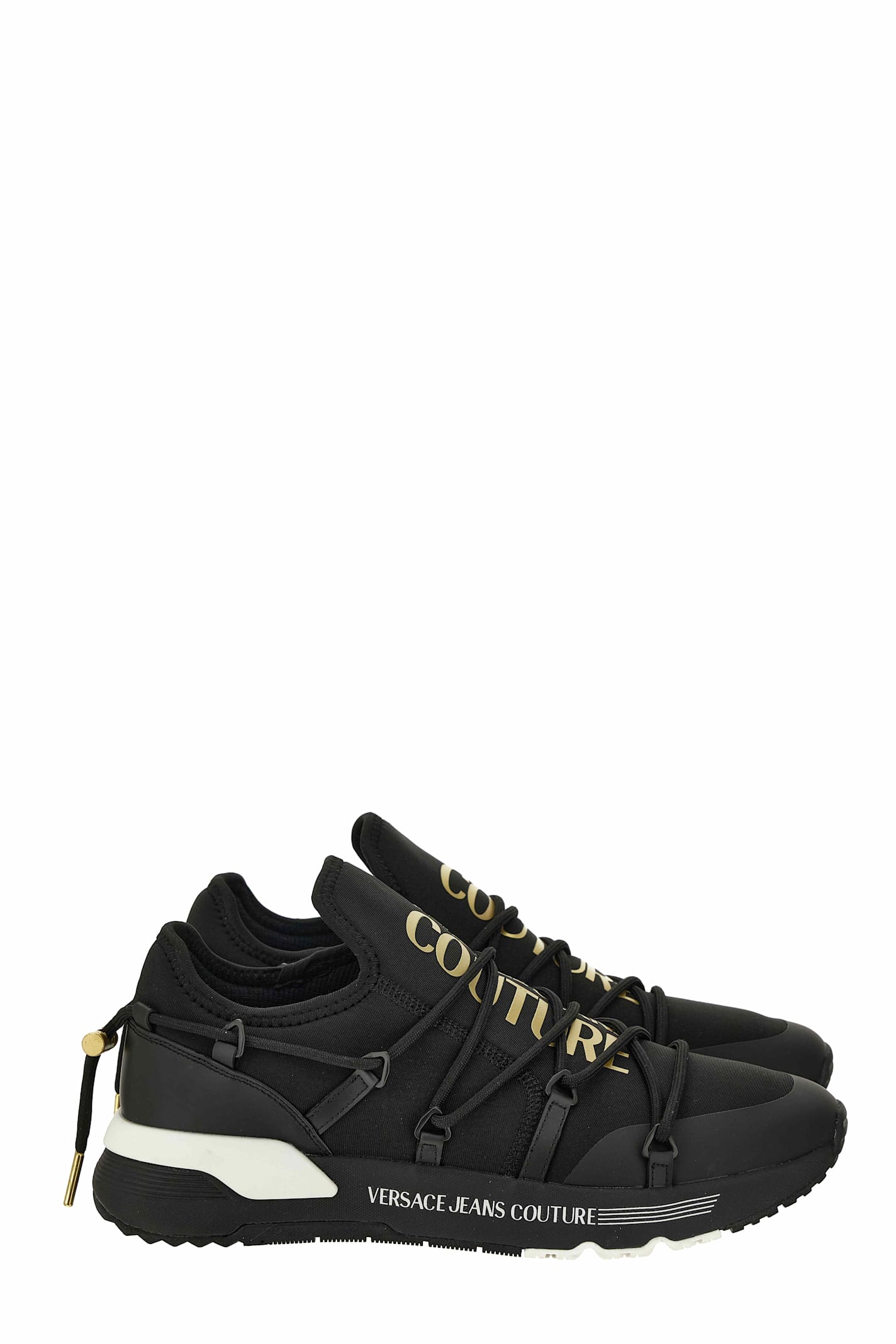 Versace Jeans Couture Logo Printed Low-top Sneakers In Black