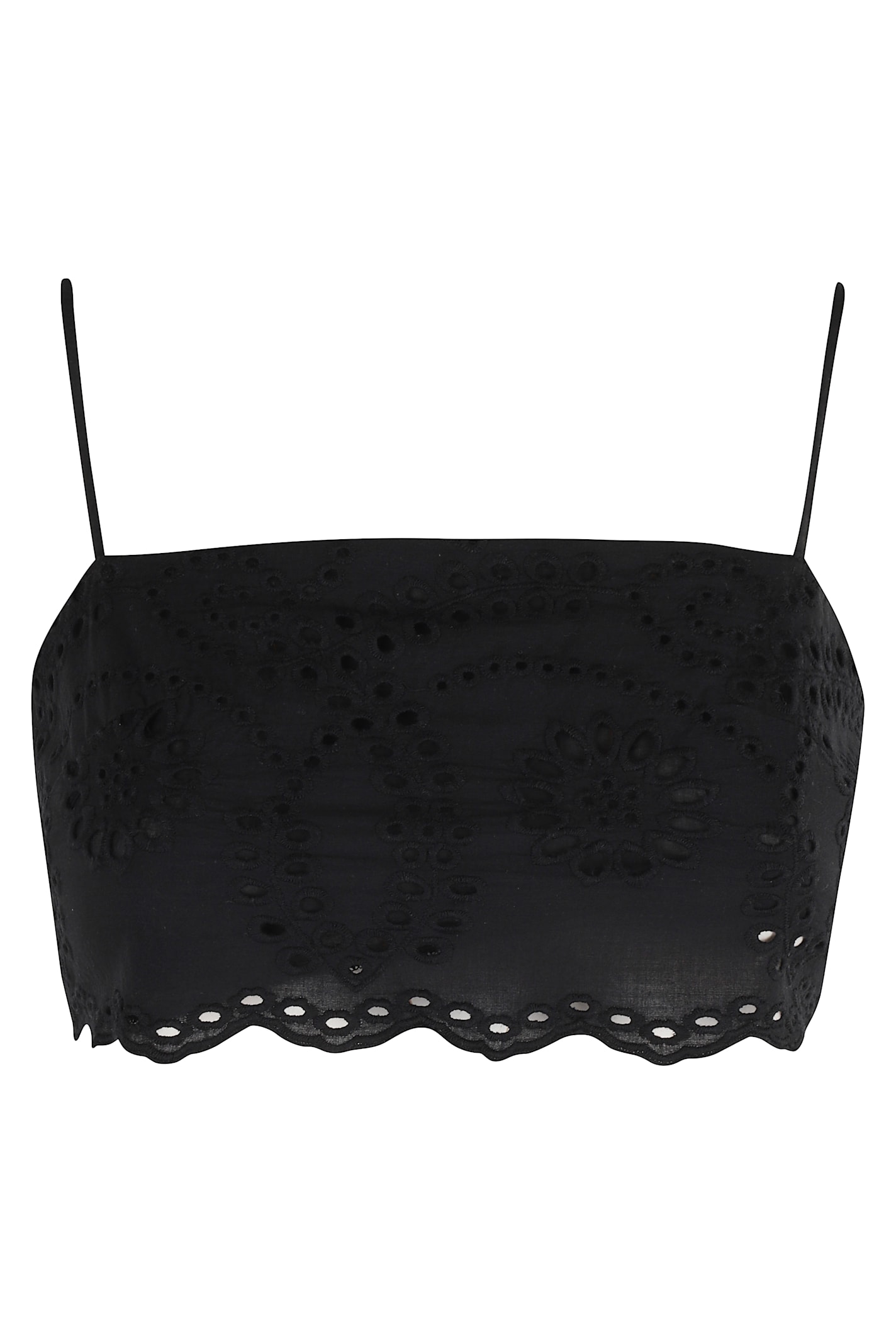 Mc2 Saint Barth Florida Broderie Anglaise Top In Black