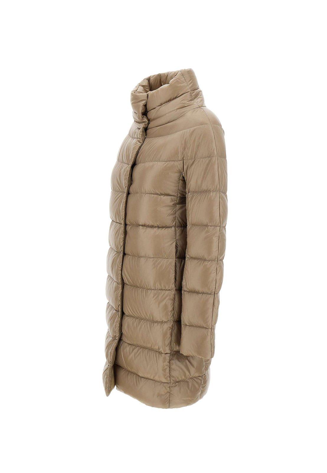 Shop Herno High-neck Down Coat In Dove Grey