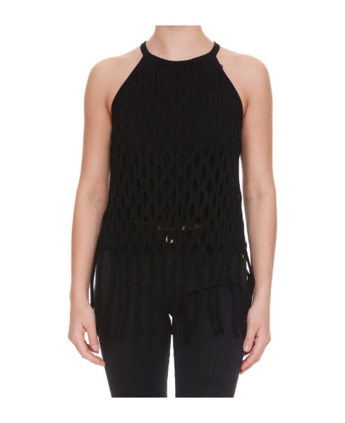 Pinko Mesh Top With Fringes
