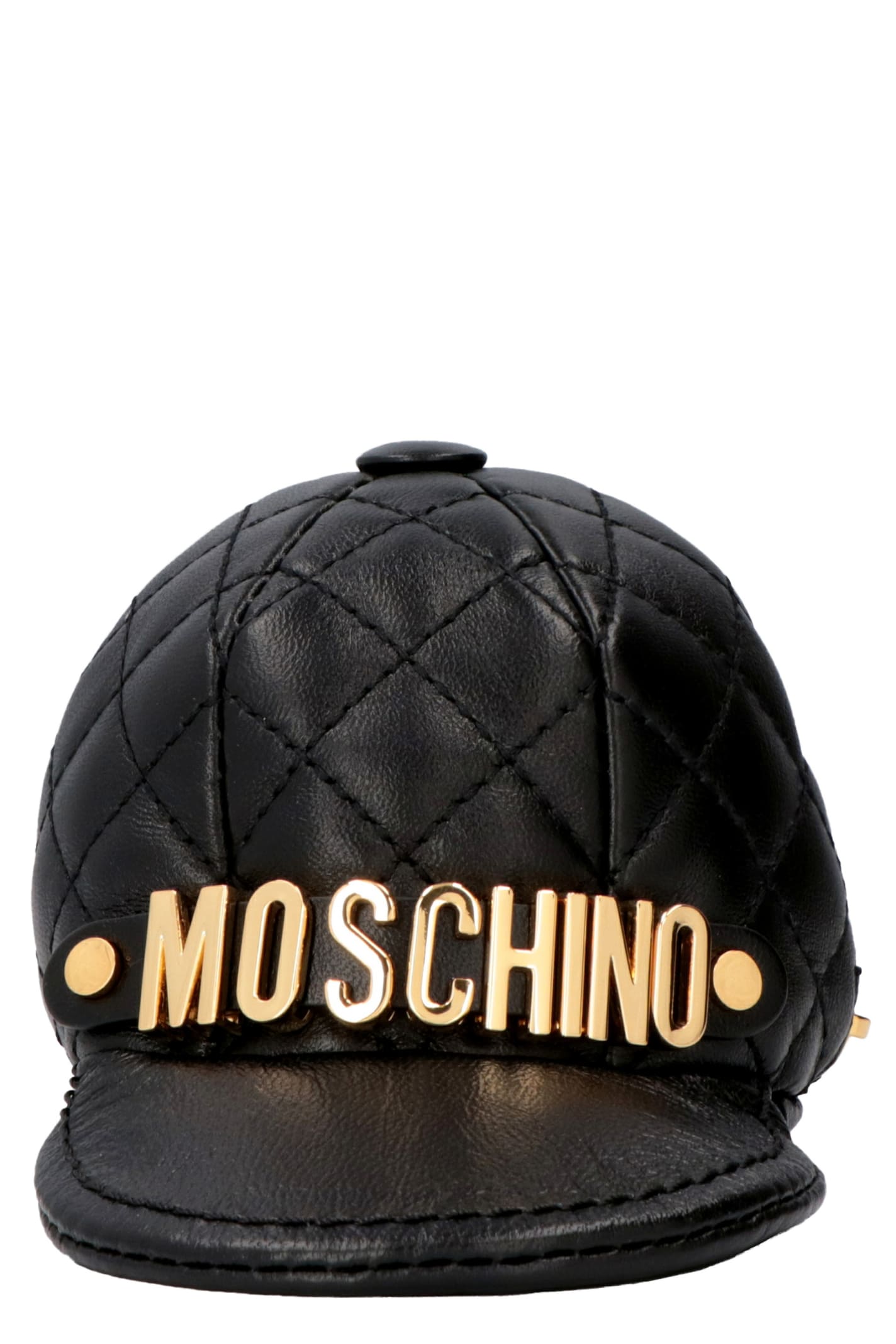 MOSCHINO LEATHER KEYRING WITH LOGO,11296601