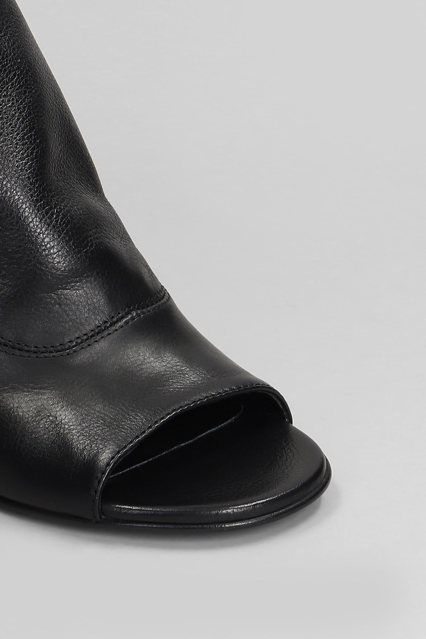 Elena Iachi High Heels Ankle Boots In Black Leather In Black