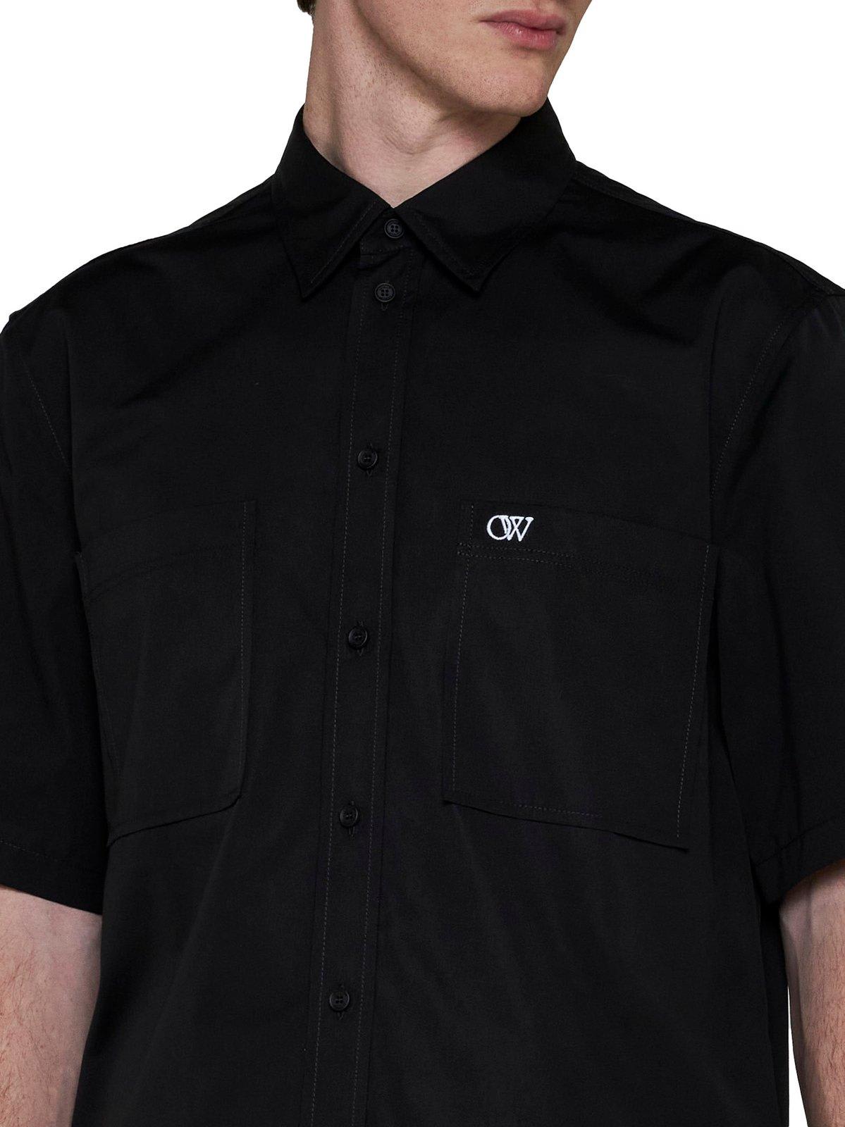 Shop Off-white Buttoned Short-sleeved Shirt In Black