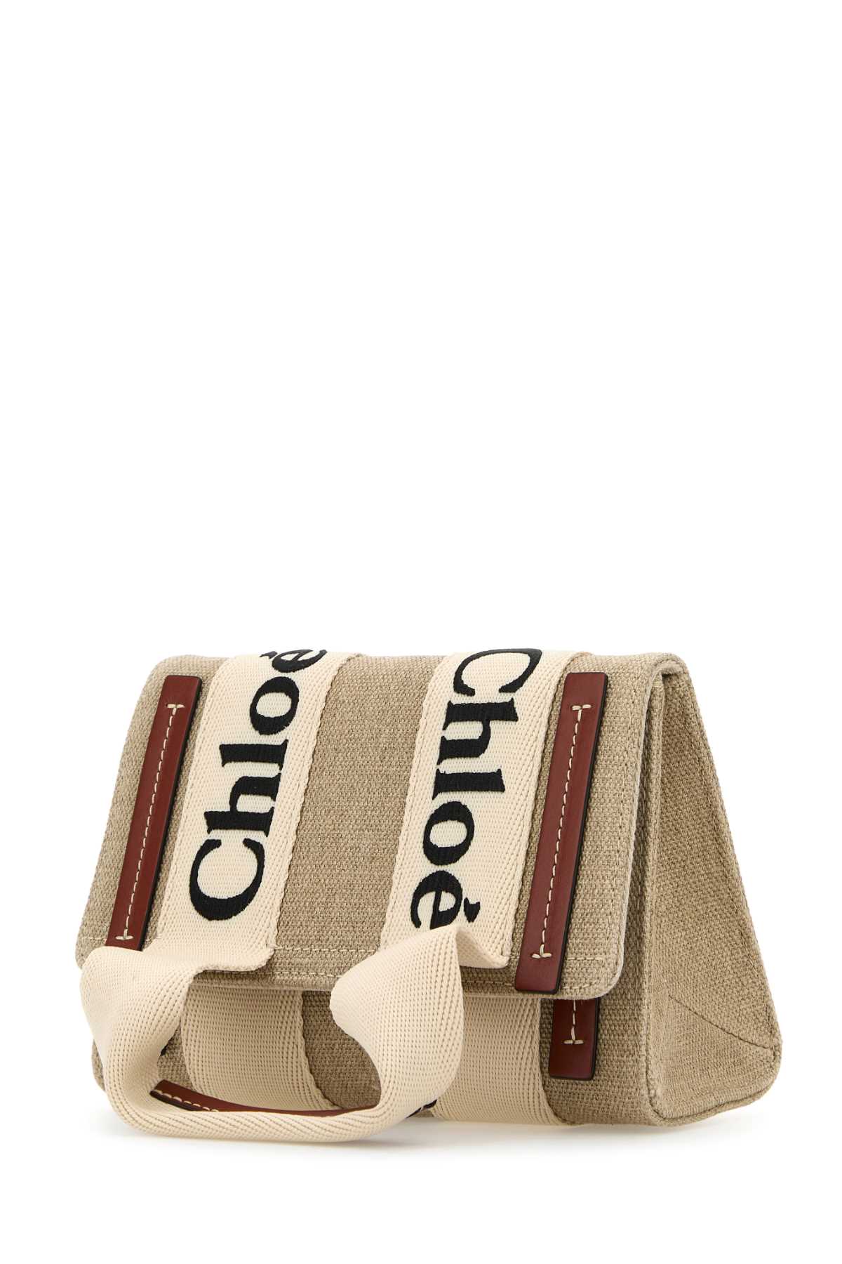 Shop Chloé Multicolor Linen Woody Belt Bag In Whitebrown1