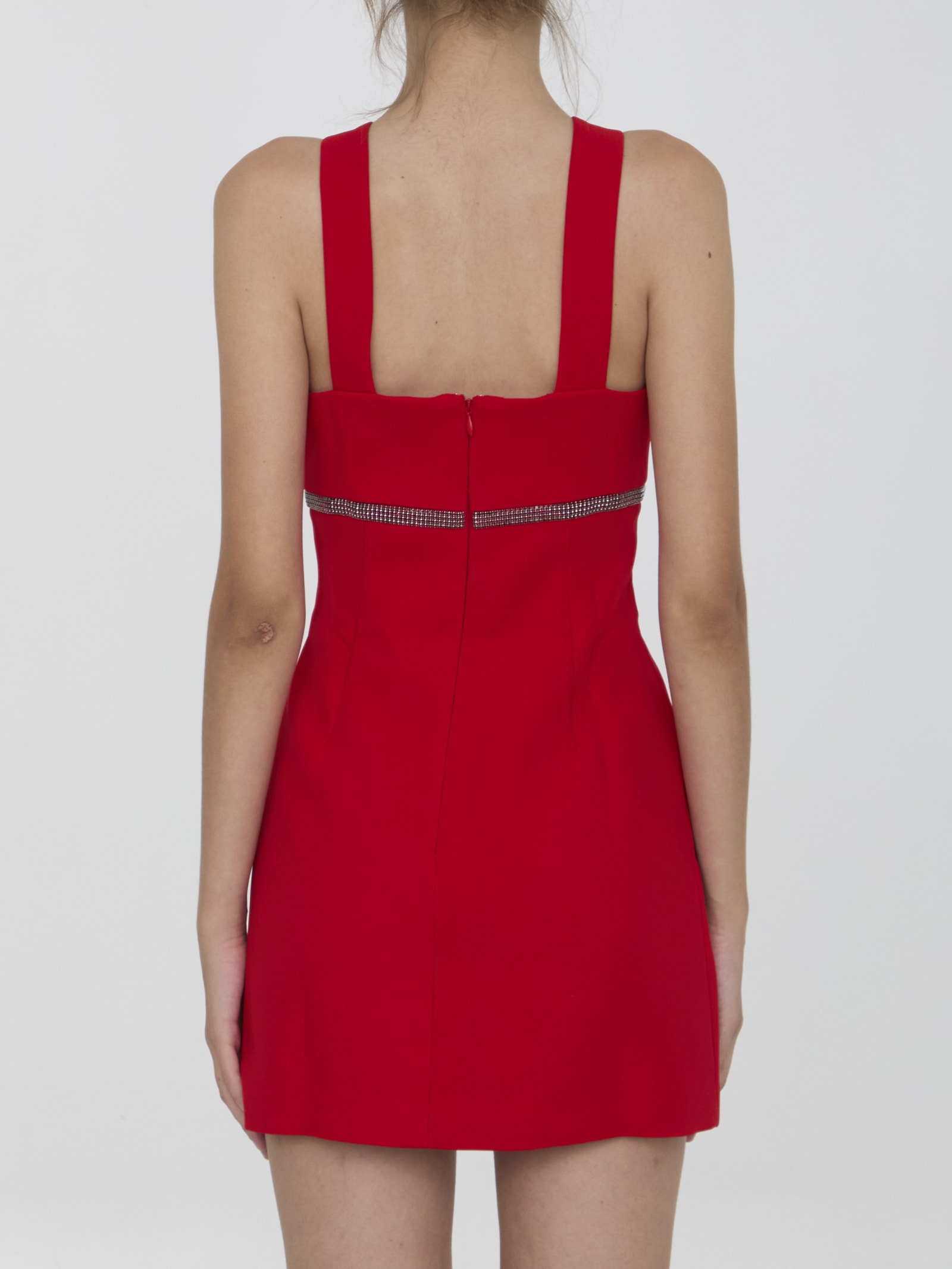 Shop Self-portrait Crêpe Mini Dress In Red