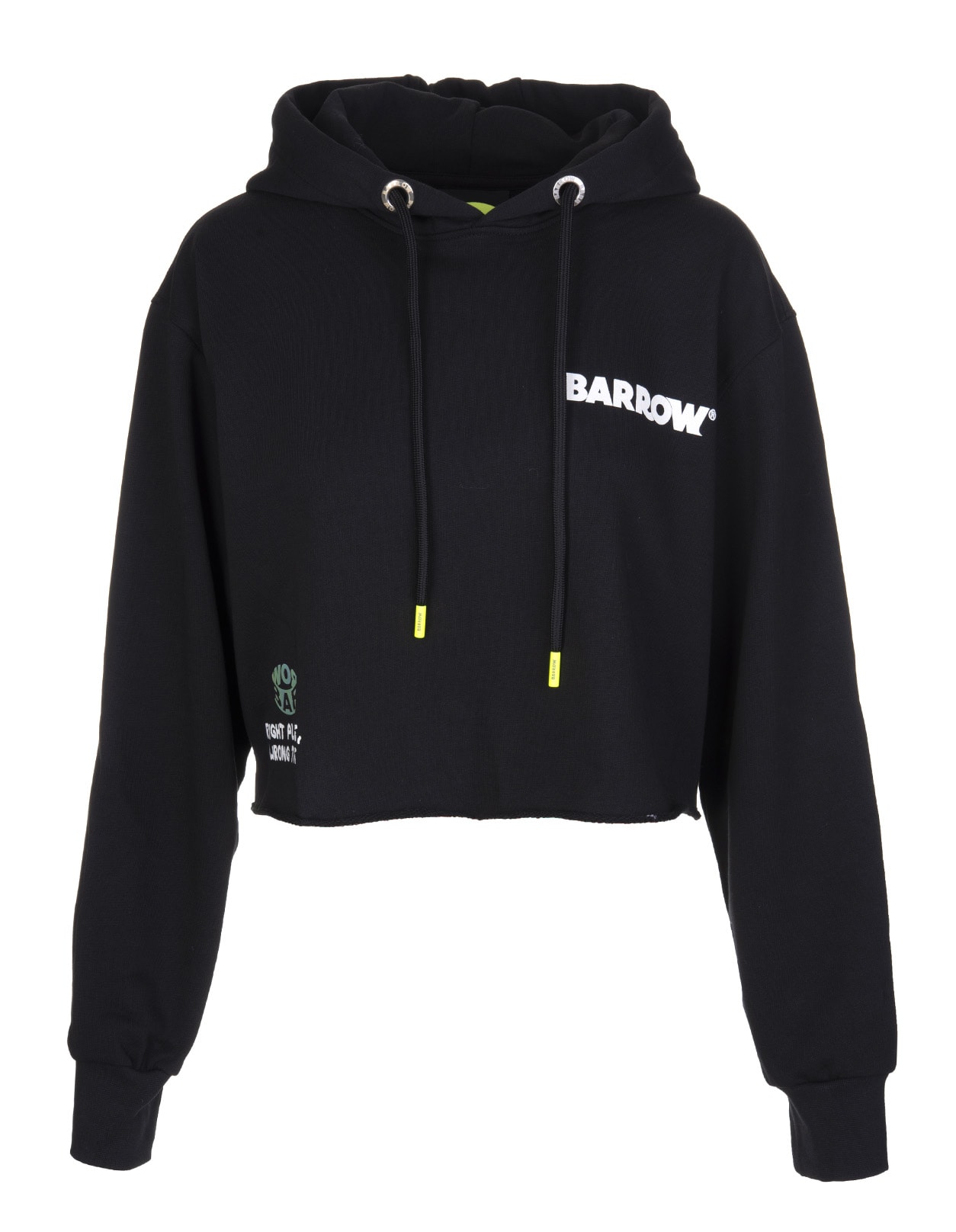 Barrow Black Crop Hoodie With Planet Logo And Rhinestones