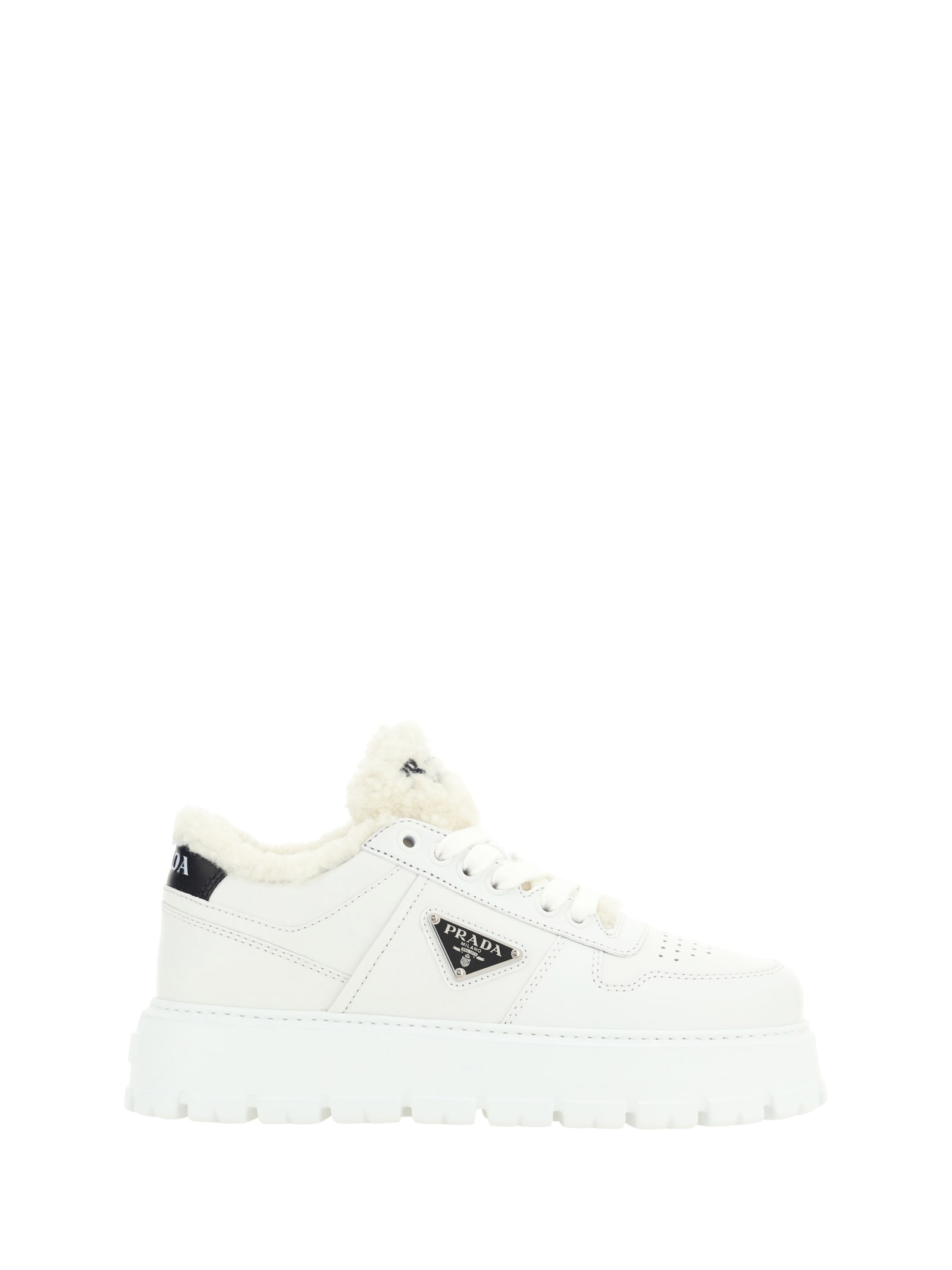 Shop Prada Winter Sneakers In Bianco