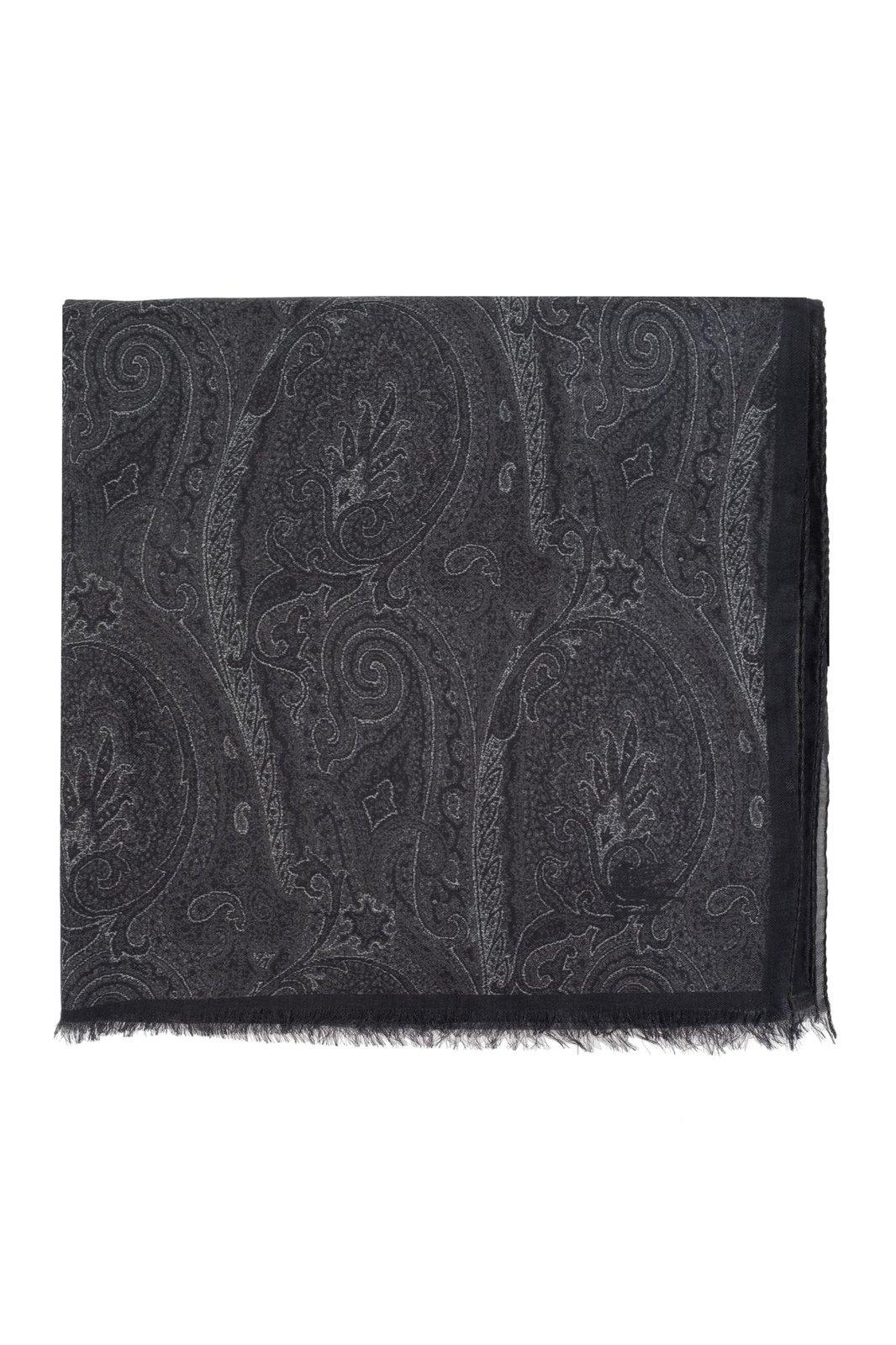 Graphic Printed Frayed-edge Scarf