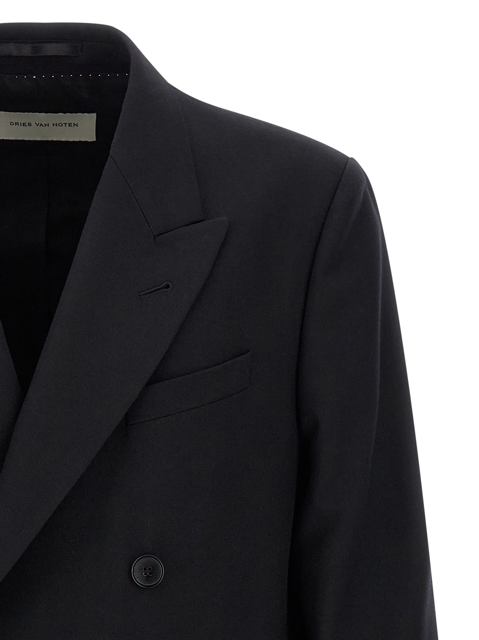 Dries Van Noten Double-breasted Blazer Notched Lapels In Black