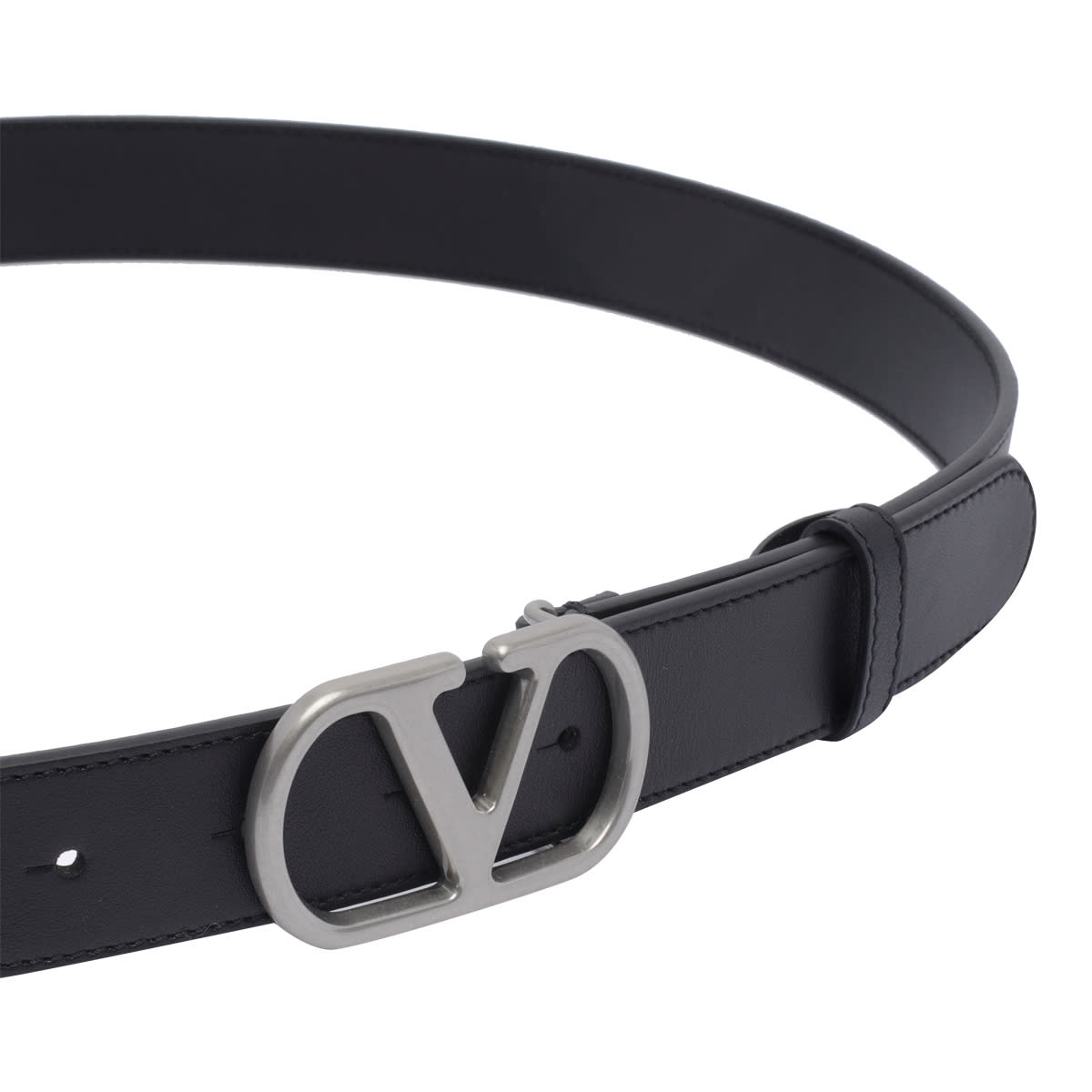 Valentino Garavani Vlogo Signature Belt In Shiny Calfskin 30 Mm In Black