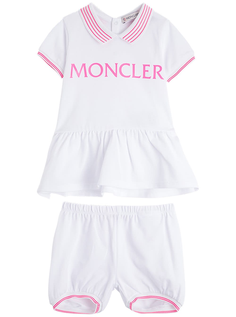 Moncler T-shirt And Shorts Cotton Suit With Logo Print
