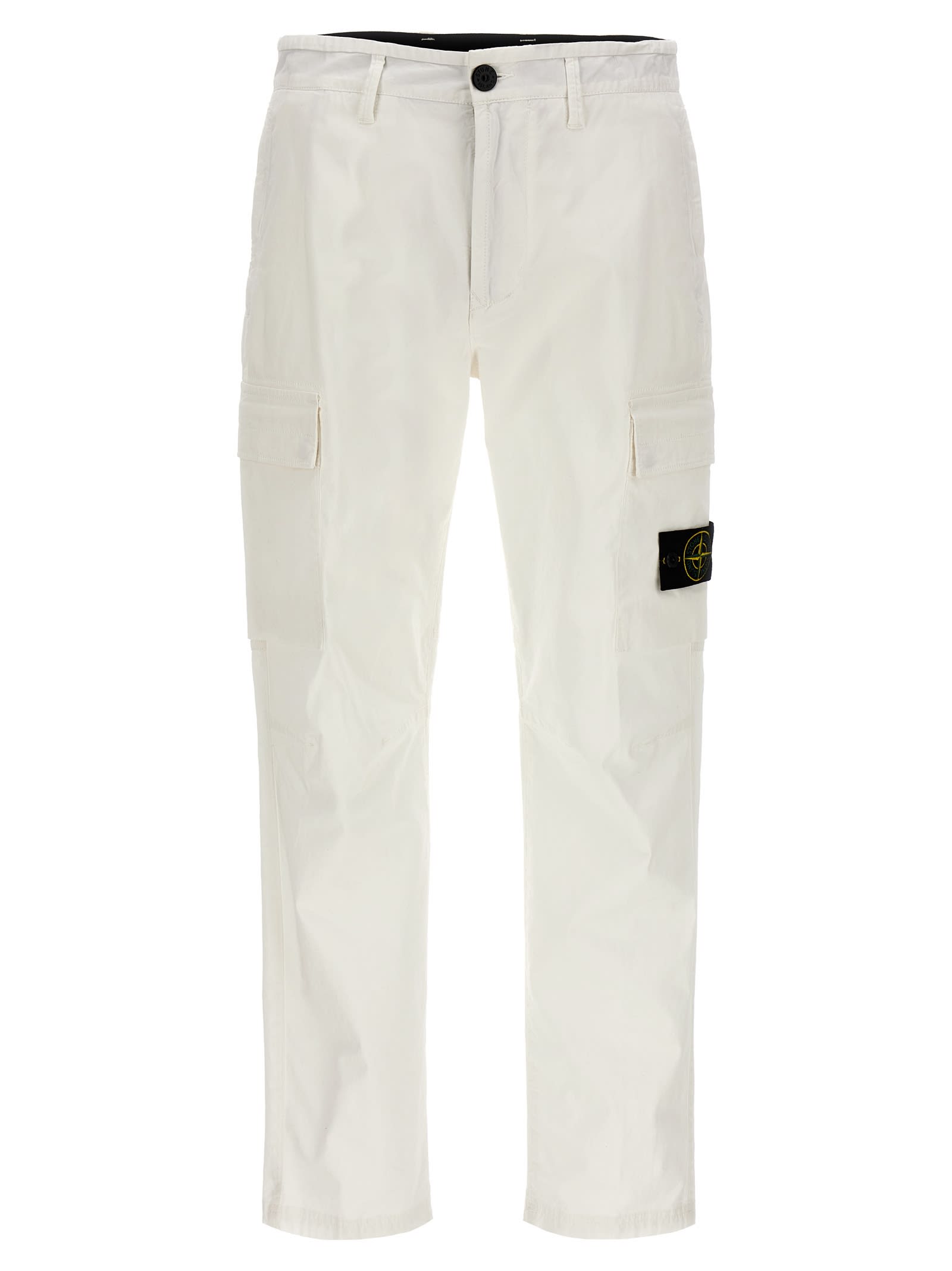 Shop Stone Island Cargo Pants In Bianco